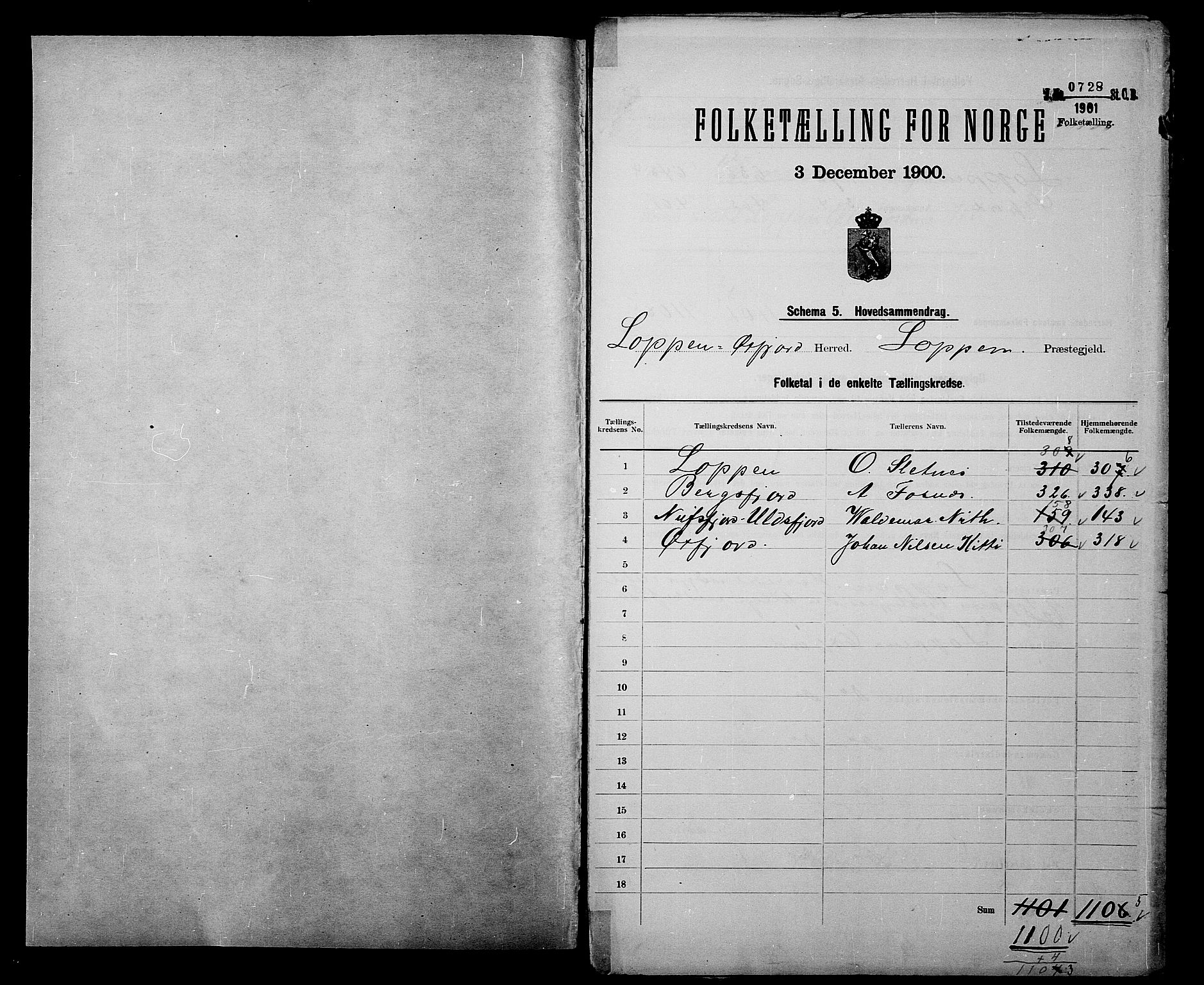 SATØ, 1900 census for Loppa, 1900, p. 2