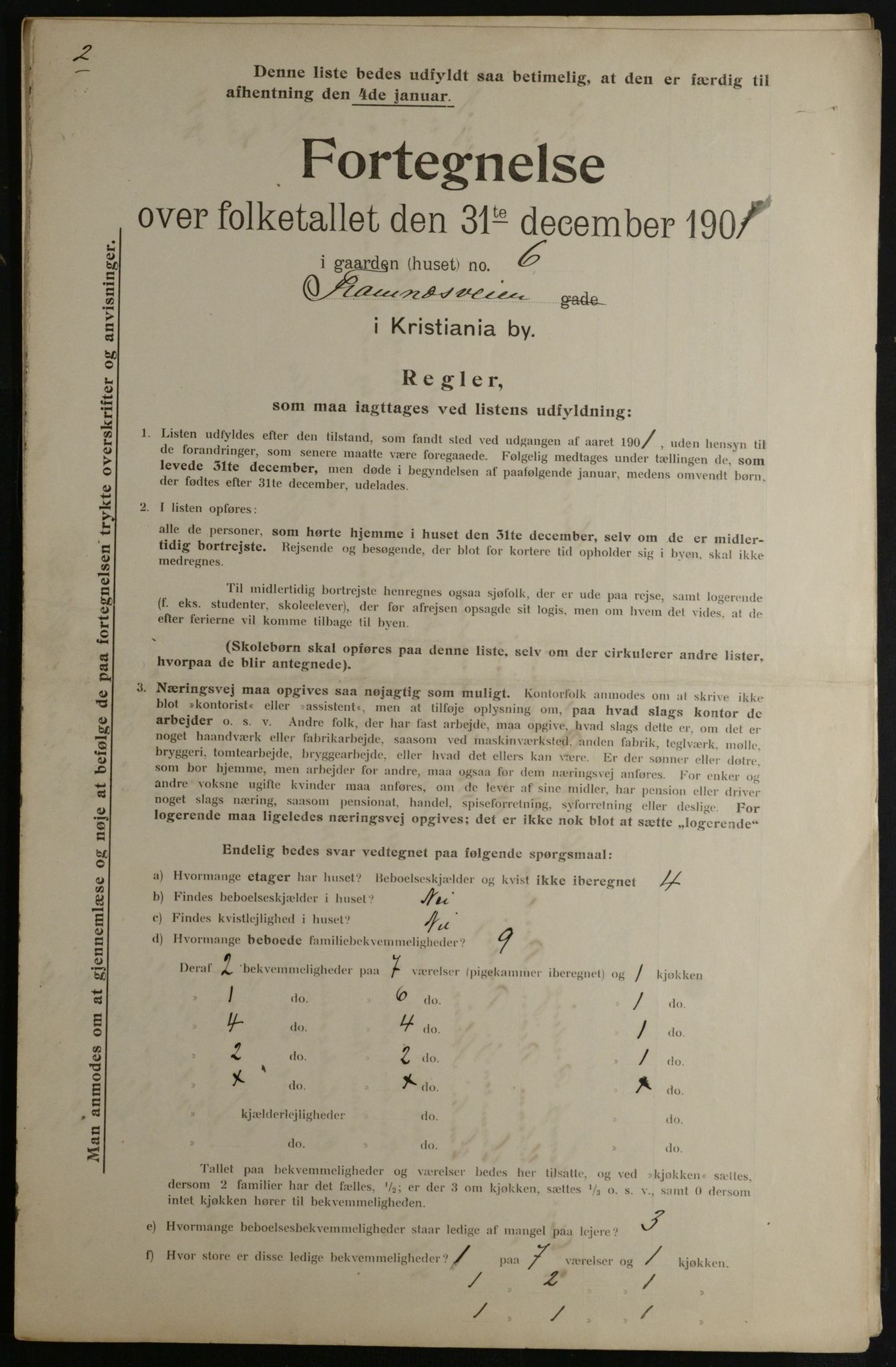 OBA, Municipal Census 1901 for Kristiania, 1901, p. 4107