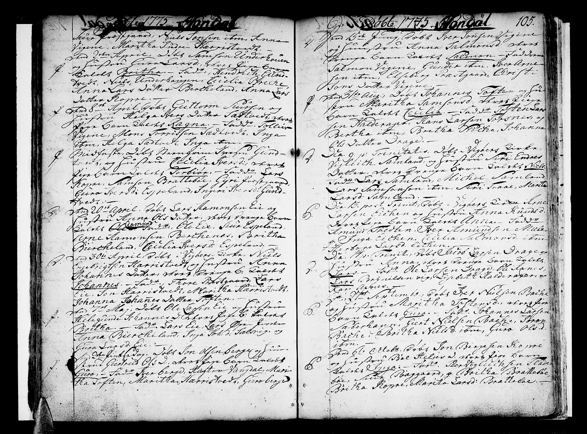 Strandebarm sokneprestembete, SAB/A-78401/H/Haa: Parish register (official) no. A 3 /2, 1751-1787, p. 105