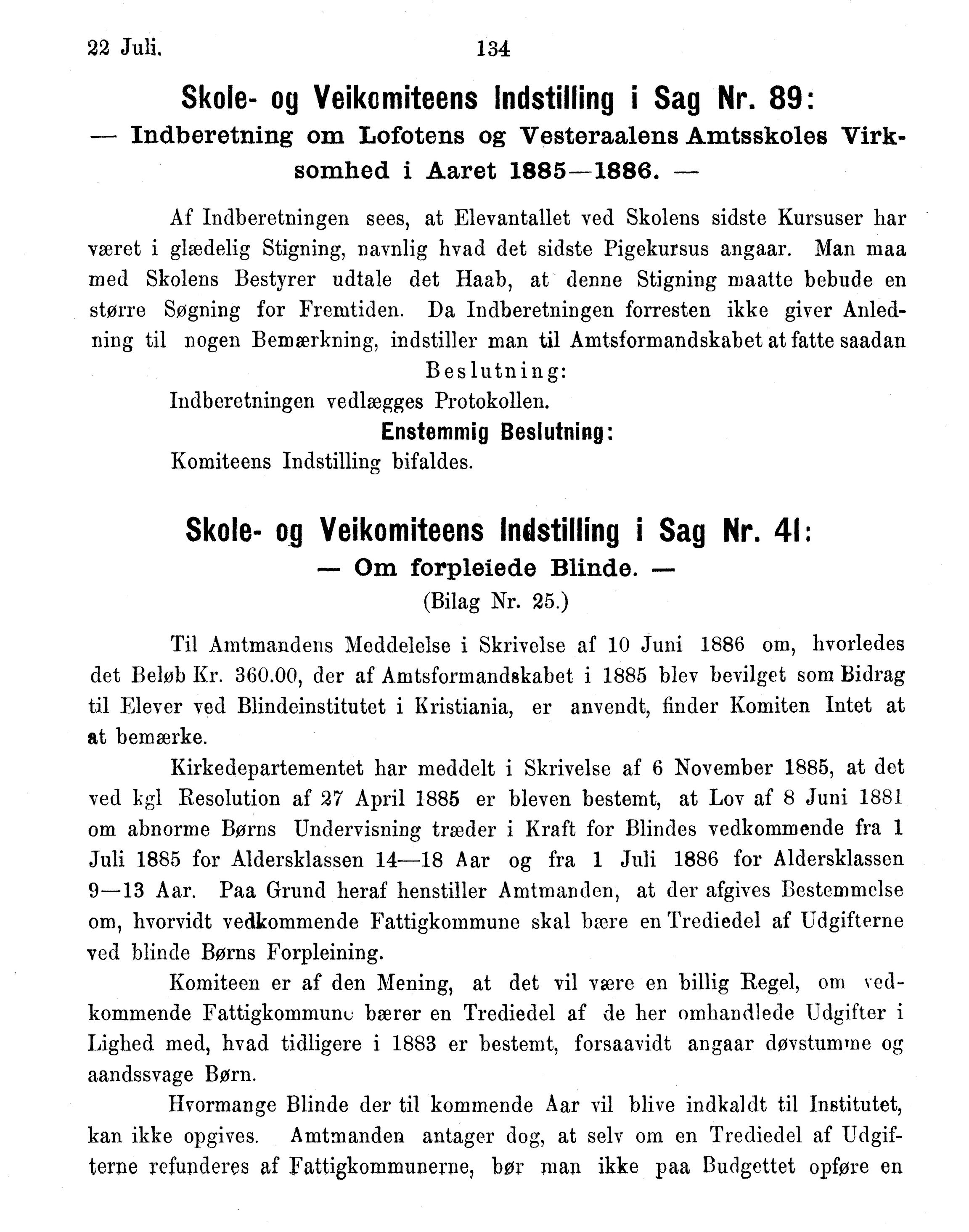 Nordland Fylkeskommune. Fylkestinget, AIN/NFK-17/176/A/Ac/L0015: Fylkestingsforhandlinger 1886-1890, 1886-1890