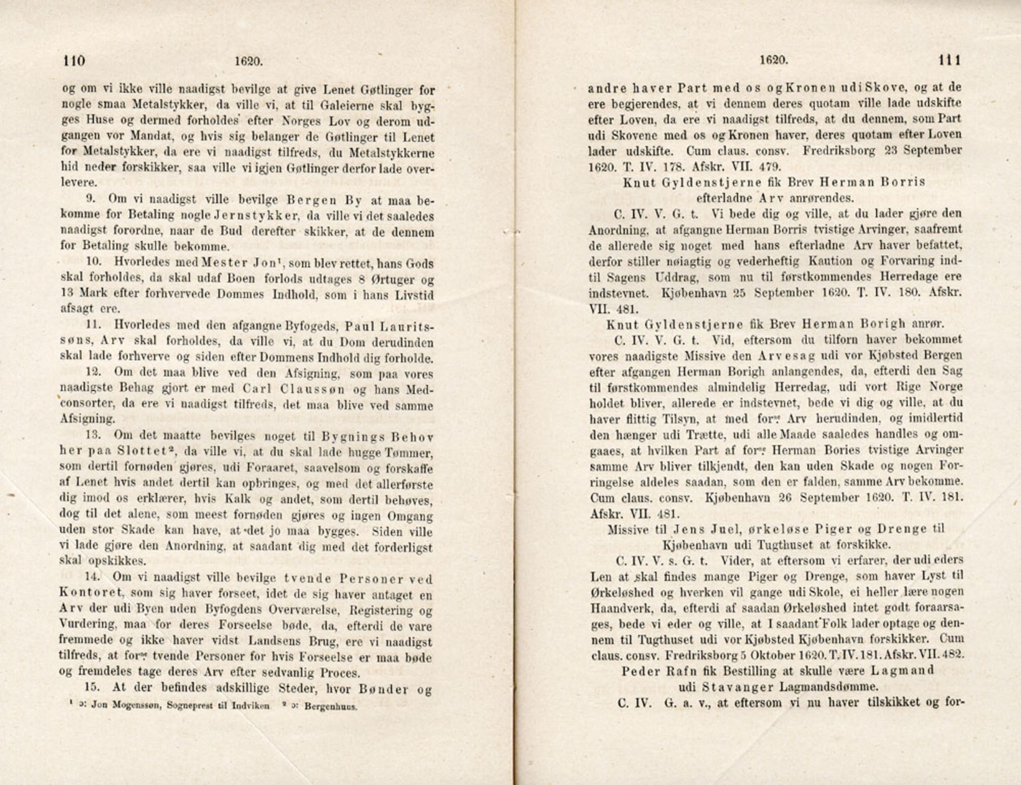 Publikasjoner utgitt av Det Norske Historiske Kildeskriftfond, PUBL/-/-/-: Norske Rigs-Registranter, bind 5, 1619-1627, p. 110-111