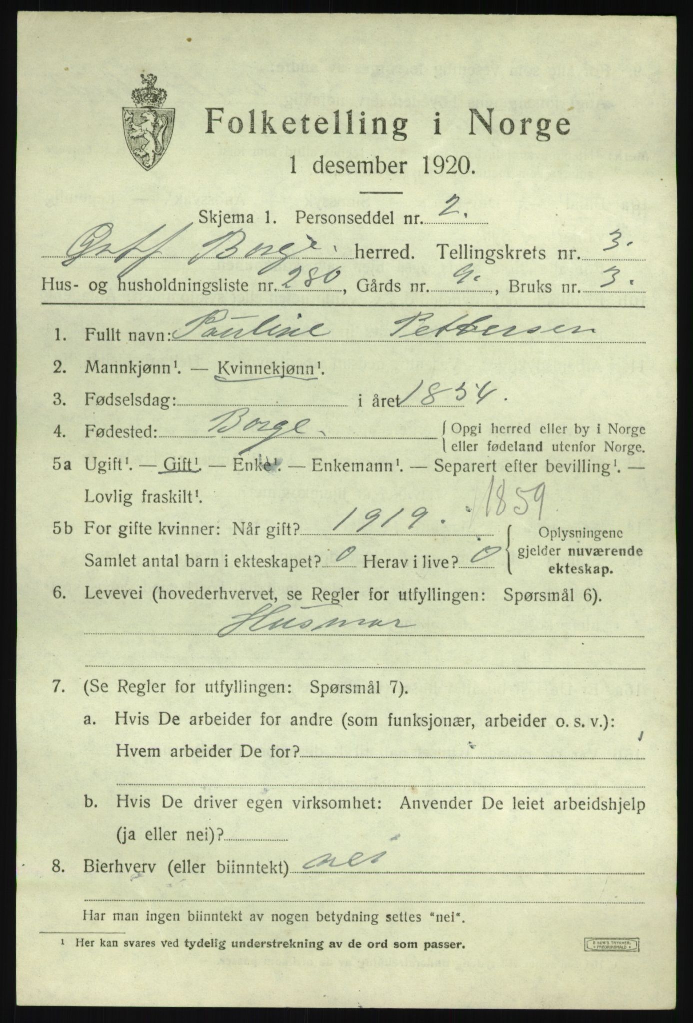 SAO, 1920 census for Borge, 1920, p. 7775