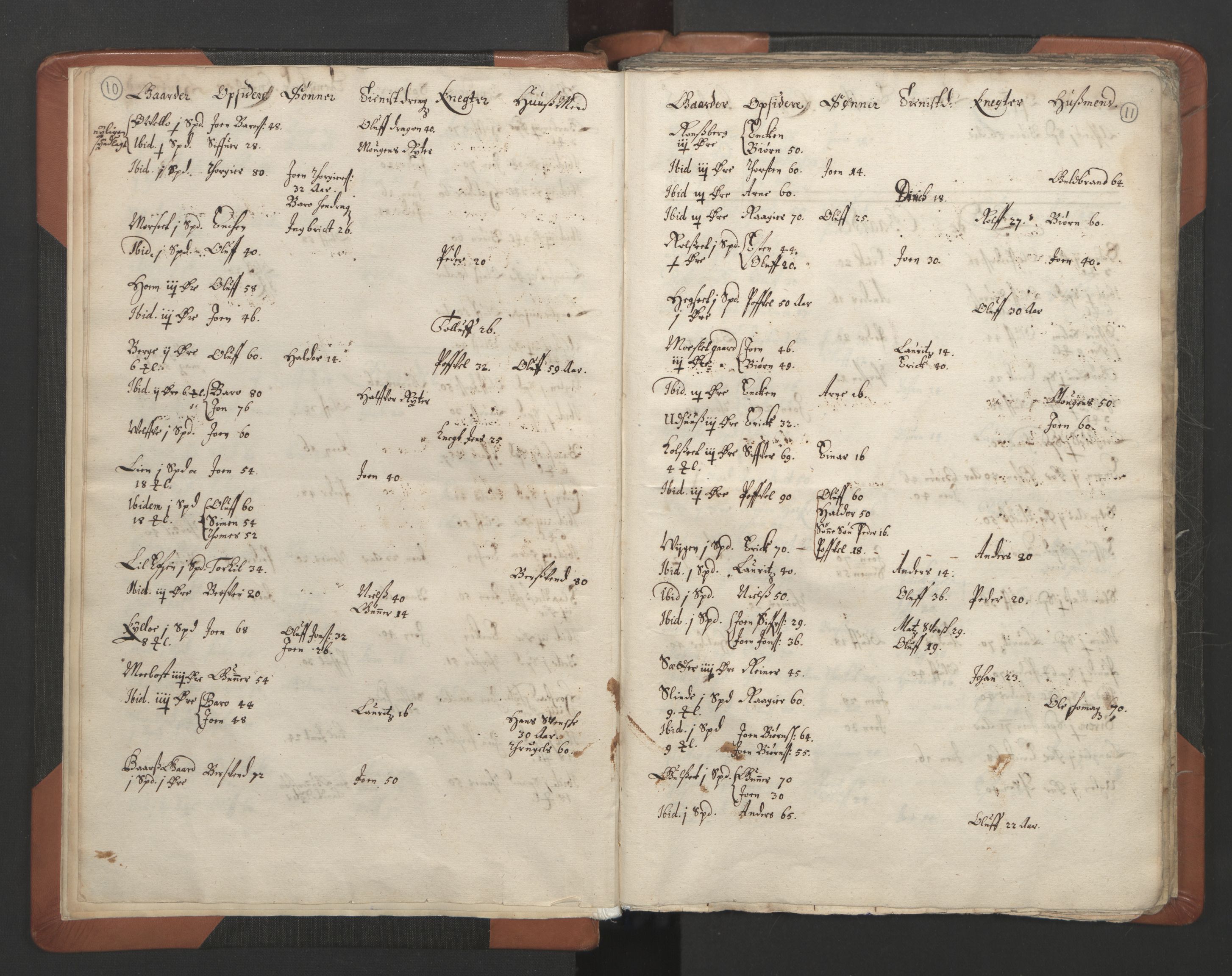 RA, Vicar's Census 1664-1666, no. 32: Innherad deanery, 1664-1666, p. 10-11