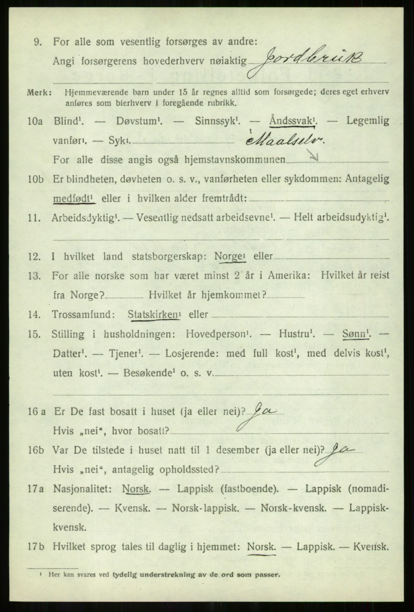 SATØ, 1920 census for Målselv, 1920, p. 6994