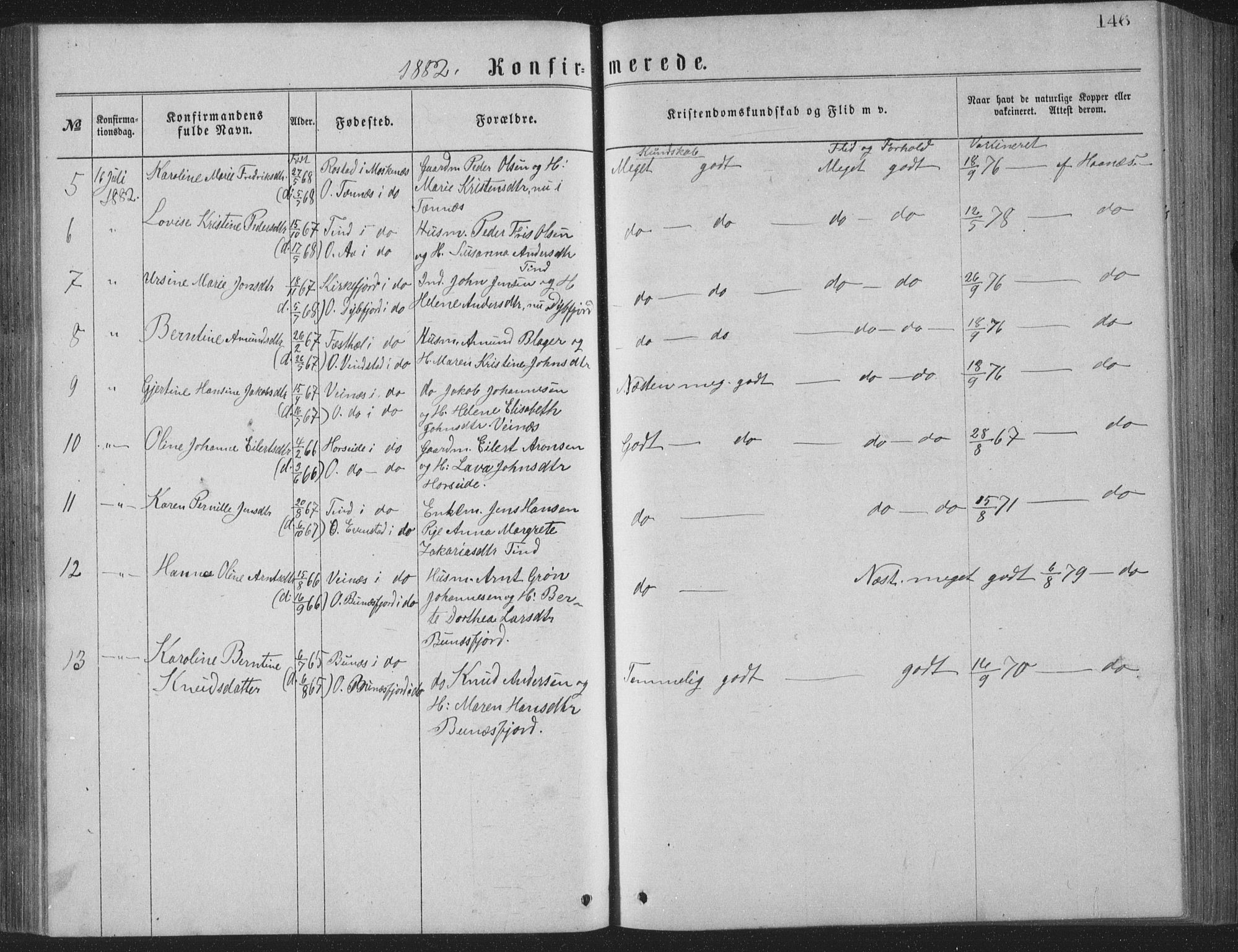 Ministerialprotokoller, klokkerbøker og fødselsregistre - Nordland, AV/SAT-A-1459/886/L1225: Parish register (copy) no. 886C02, 1874-1896, p. 146