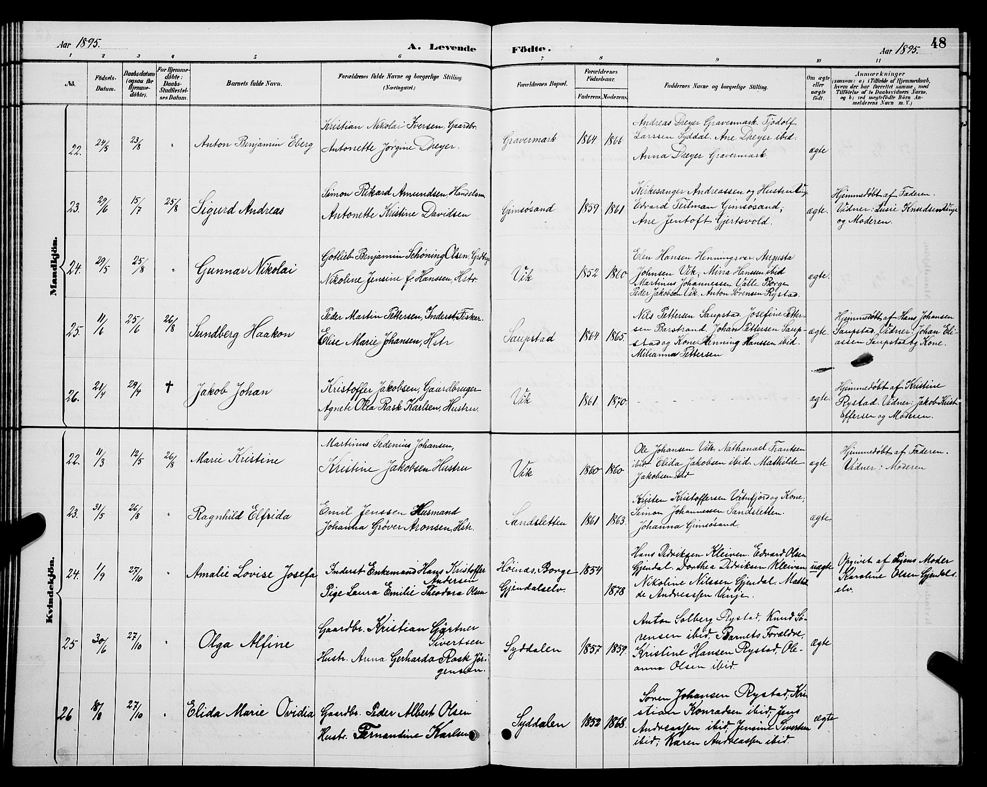 Ministerialprotokoller, klokkerbøker og fødselsregistre - Nordland, AV/SAT-A-1459/876/L1104: Parish register (copy) no. 876C03, 1886-1896, p. 48