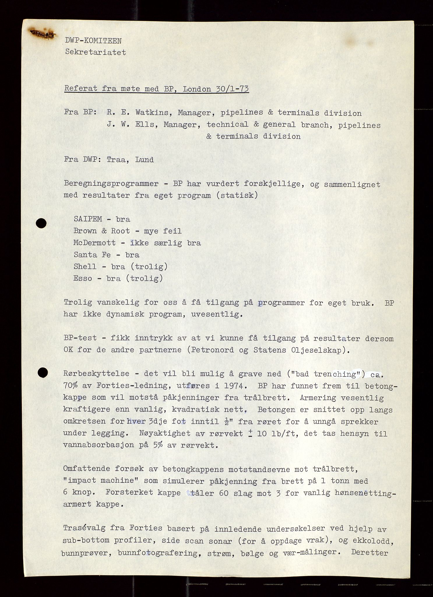 Industridepartementet, Oljekontoret, AV/SAST-A-101348/Di/L0003: DWP, møtereferater, 1972-1974, p. 215