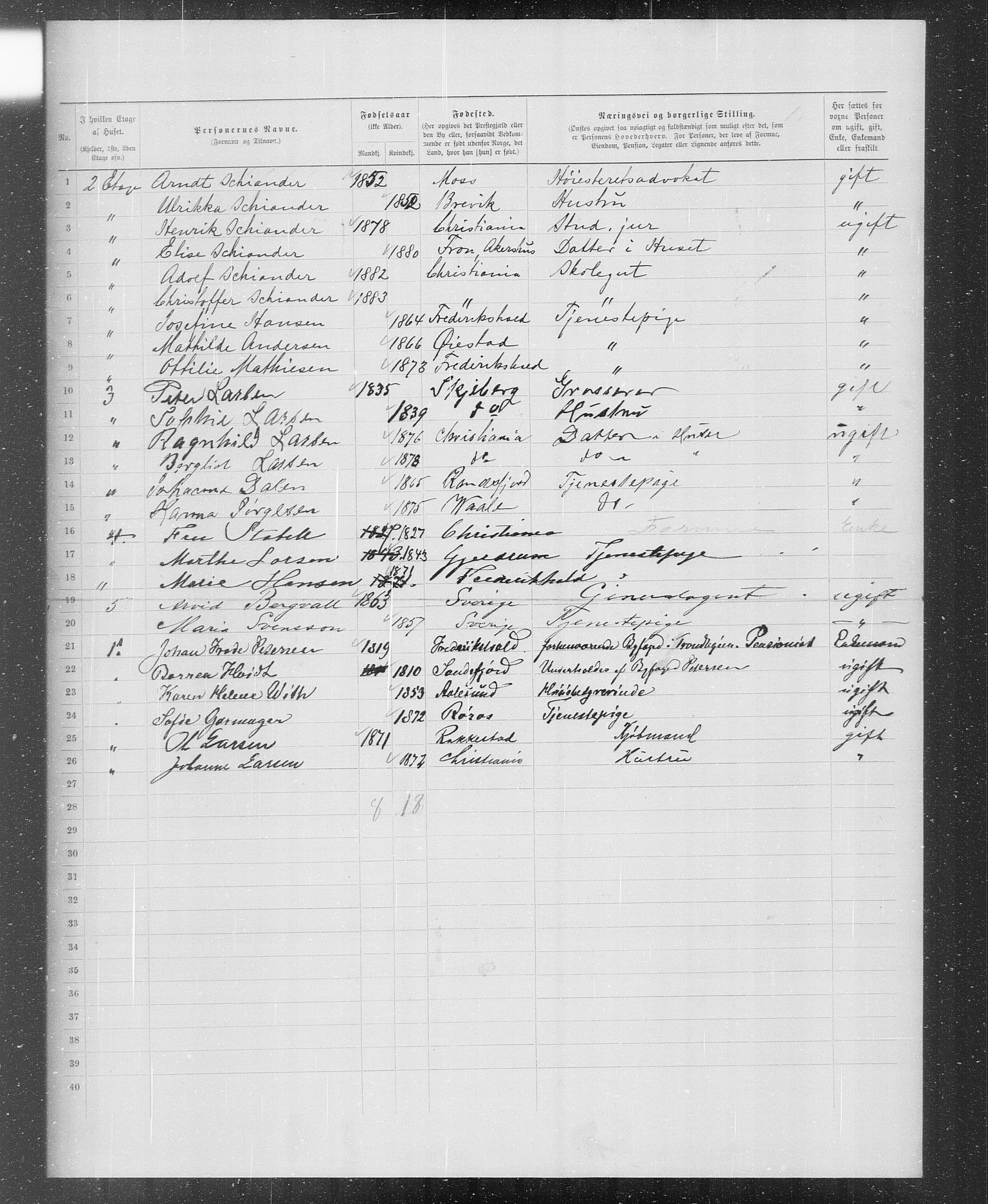 OBA, Municipal Census 1899 for Kristiania, 1899, p. 1404