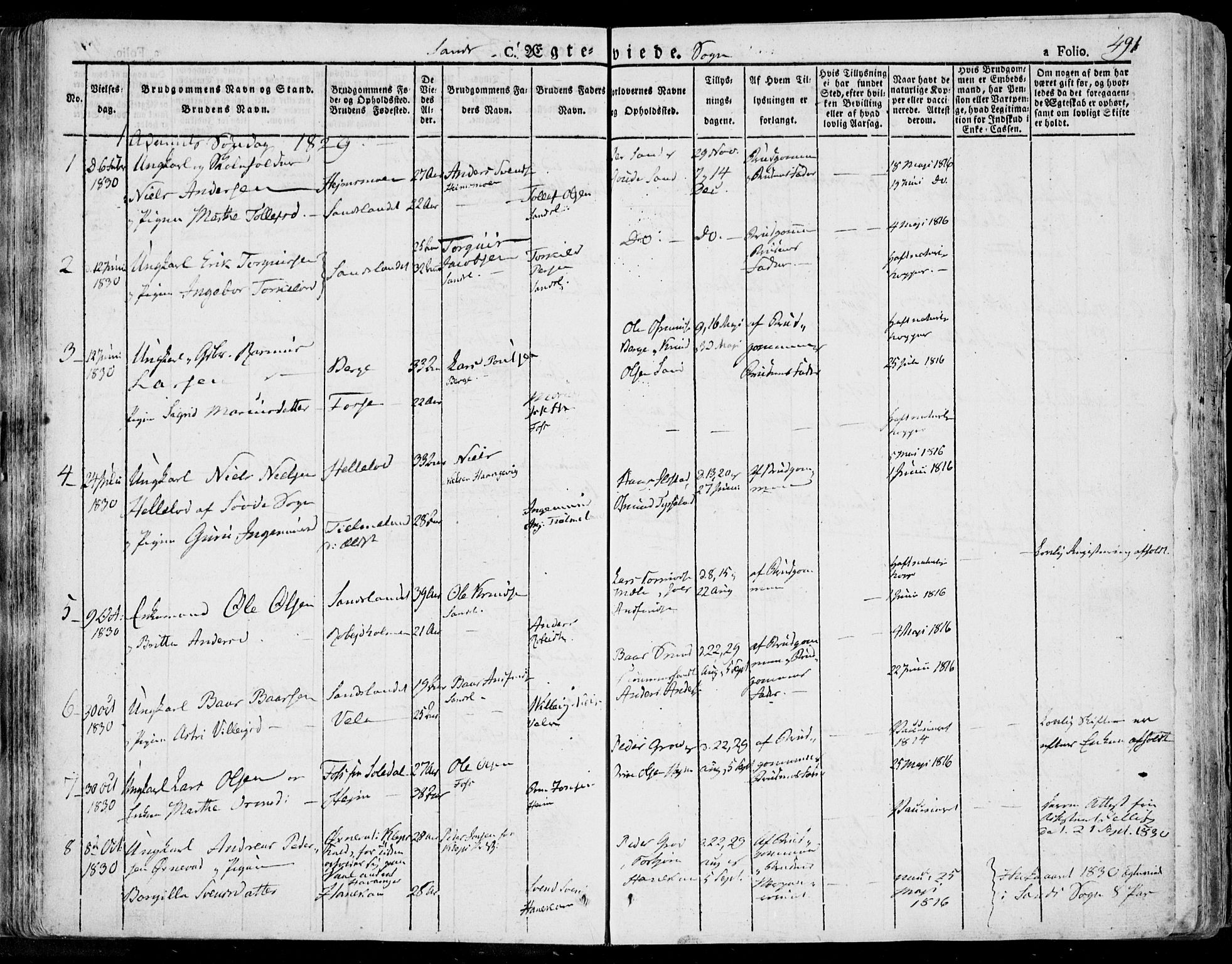 Jelsa sokneprestkontor, AV/SAST-A-101842/01/IV: Parish register (official) no. A 6.2, 1828-1853, p. 491