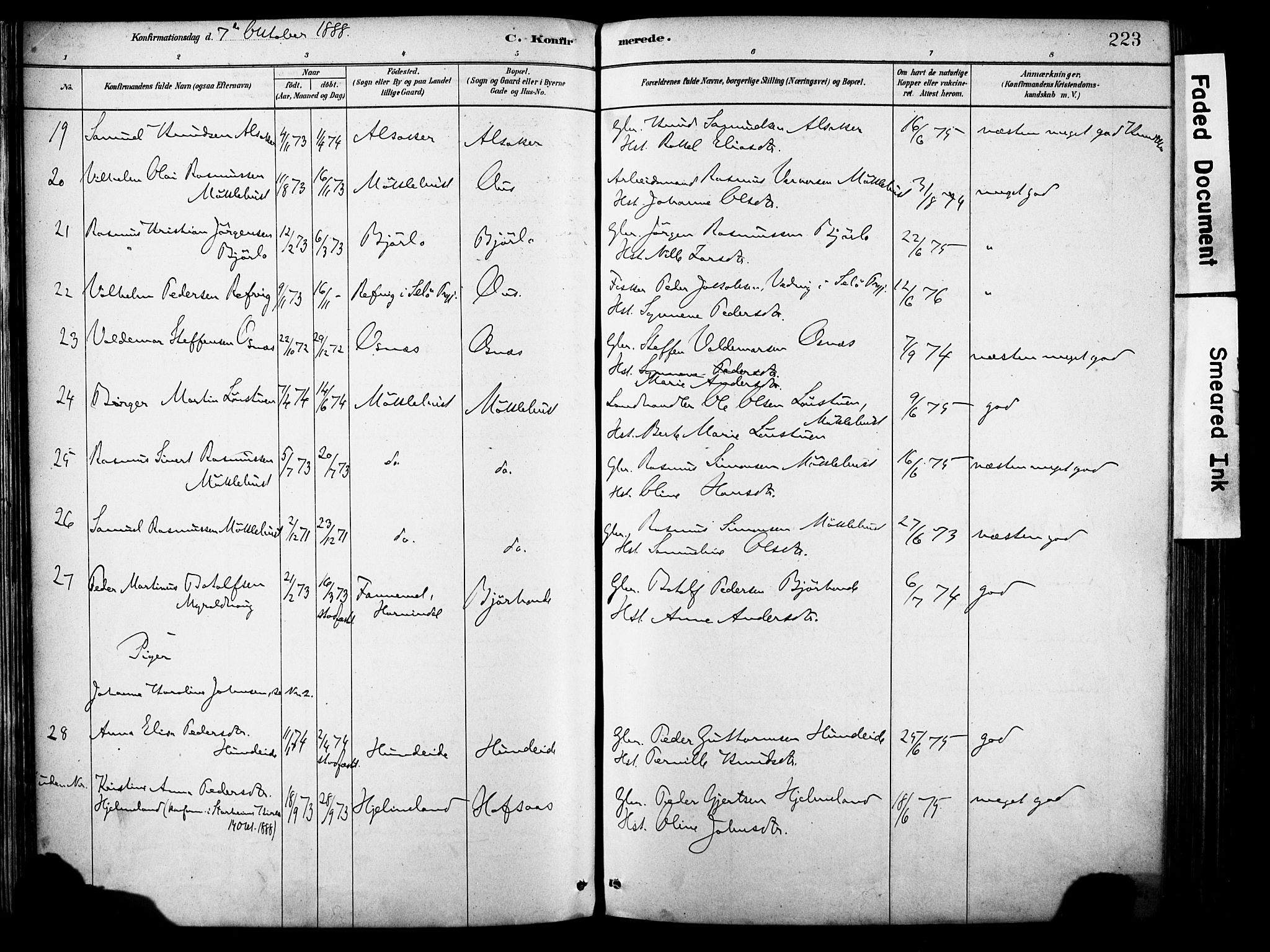 Eid sokneprestembete, AV/SAB-A-82301/H/Haa/Haab/L0001: Parish register (official) no. B 1, 1879-1906, p. 223