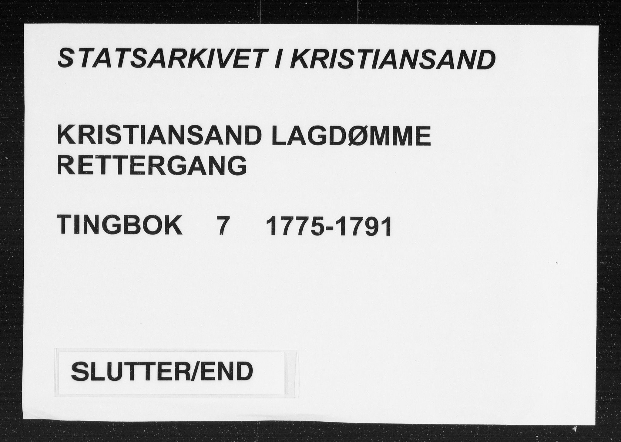 Kristiansand lagdømme, AV/SAK-1232-0001/F/Fb/L0007: Tingbok med register, 1775-1791