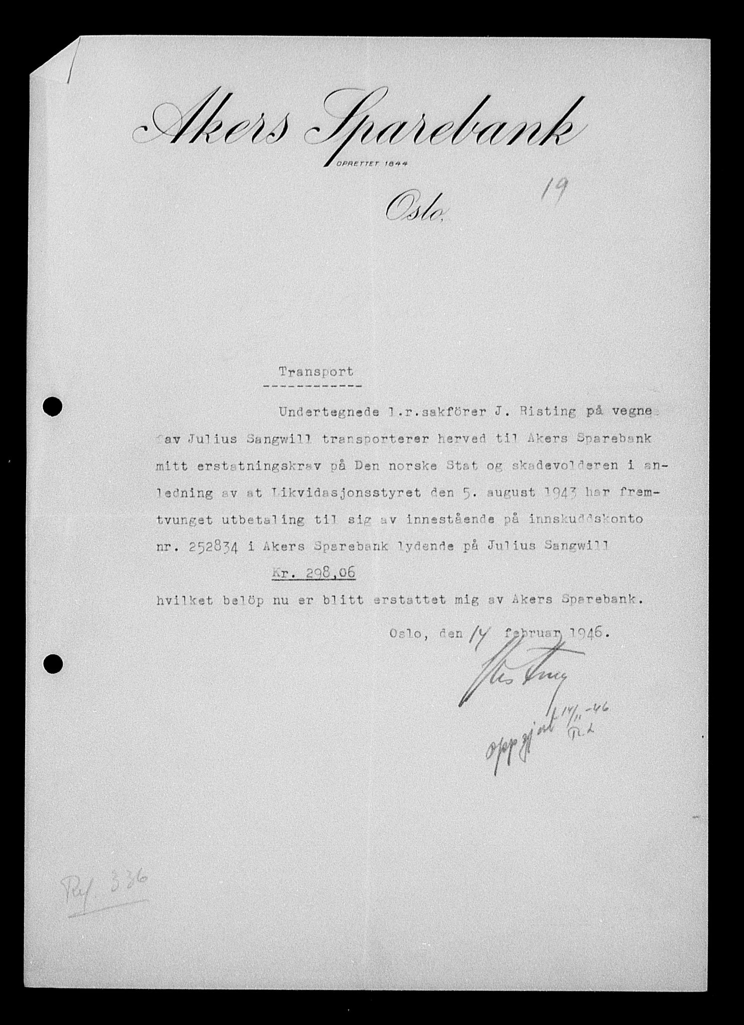 Justisdepartementet, Tilbakeføringskontoret for inndratte formuer, RA/S-1564/H/Hc/Hcc/L0977: --, 1945-1947, p. 186