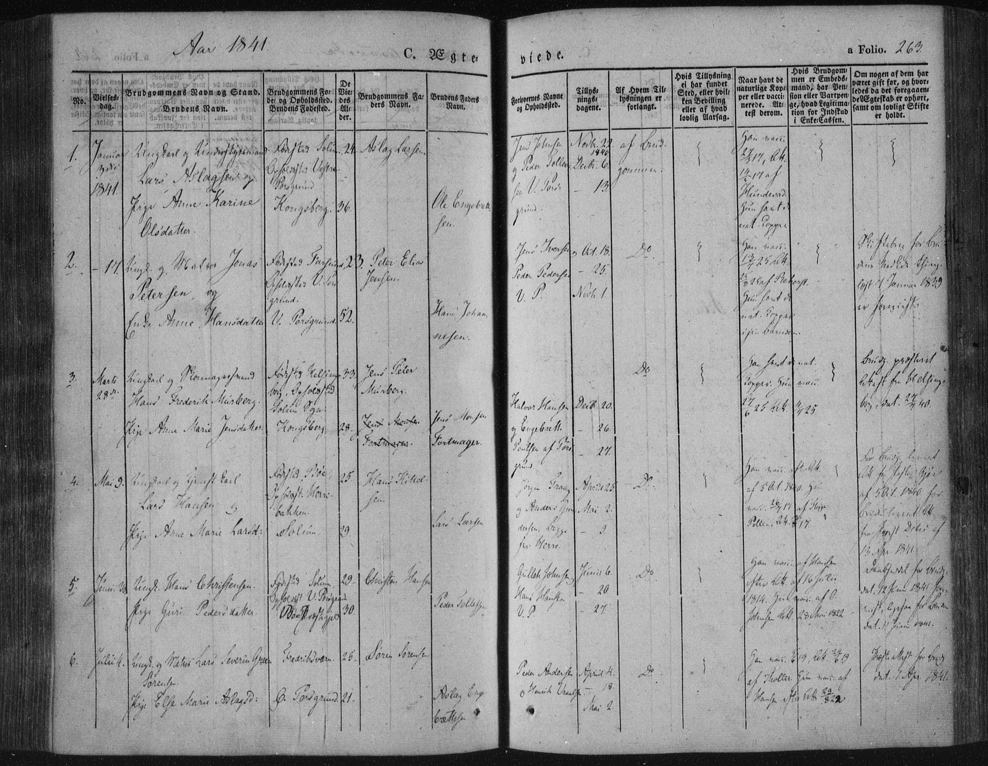 Porsgrunn kirkebøker , SAKO/A-104/F/Fa/L0006: Parish register (official) no. 6, 1841-1857, p. 263