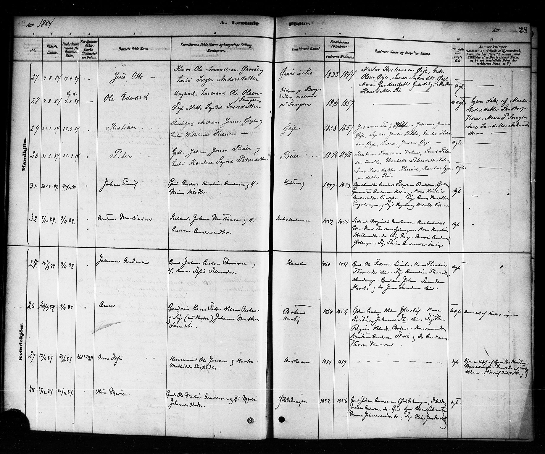 Aremark prestekontor Kirkebøker, AV/SAO-A-10899/F/Fb/L0004: Parish register (official) no. II 4, 1878-1895, p. 28