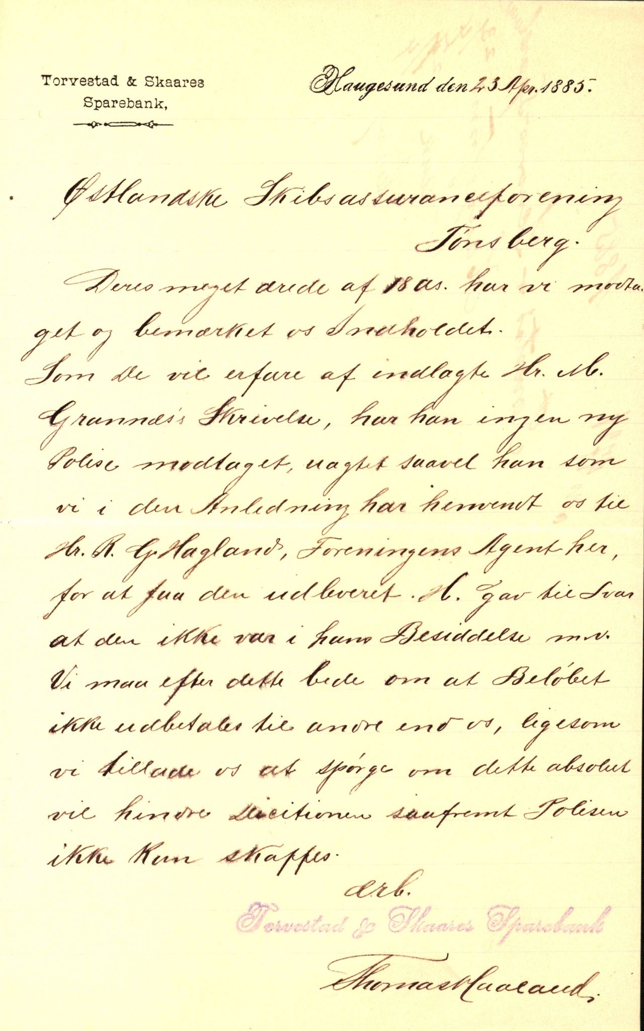 Pa 63 - Østlandske skibsassuranceforening, VEMU/A-1079/G/Ga/L0017/0004: Havaridokumenter / Norden, Alf, Alert, Alpha, Alf av Tønsberg, 1884, p. 8