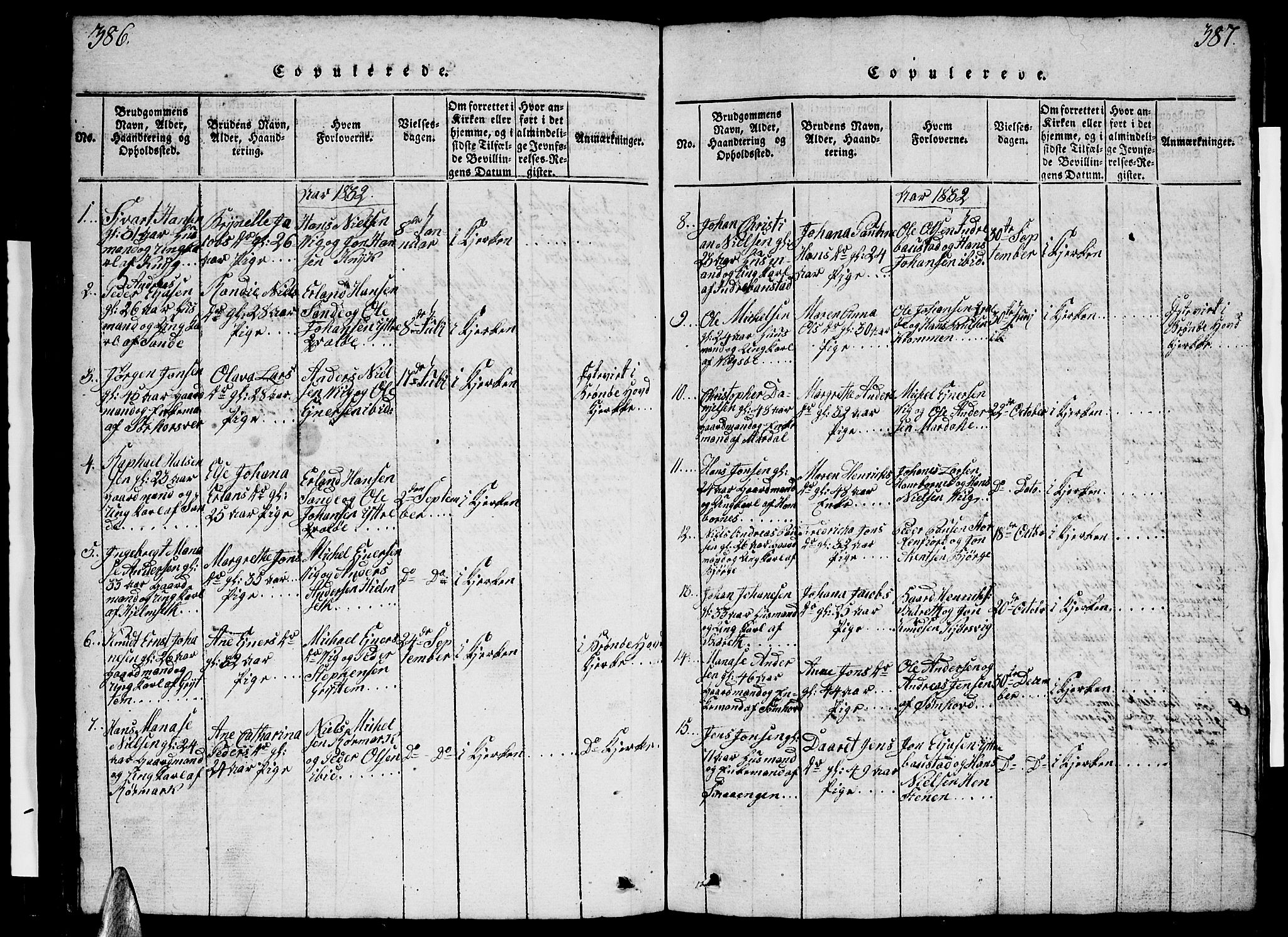 Ministerialprotokoller, klokkerbøker og fødselsregistre - Nordland, SAT/A-1459/812/L0186: Parish register (copy) no. 812C04, 1820-1849, p. 386-387