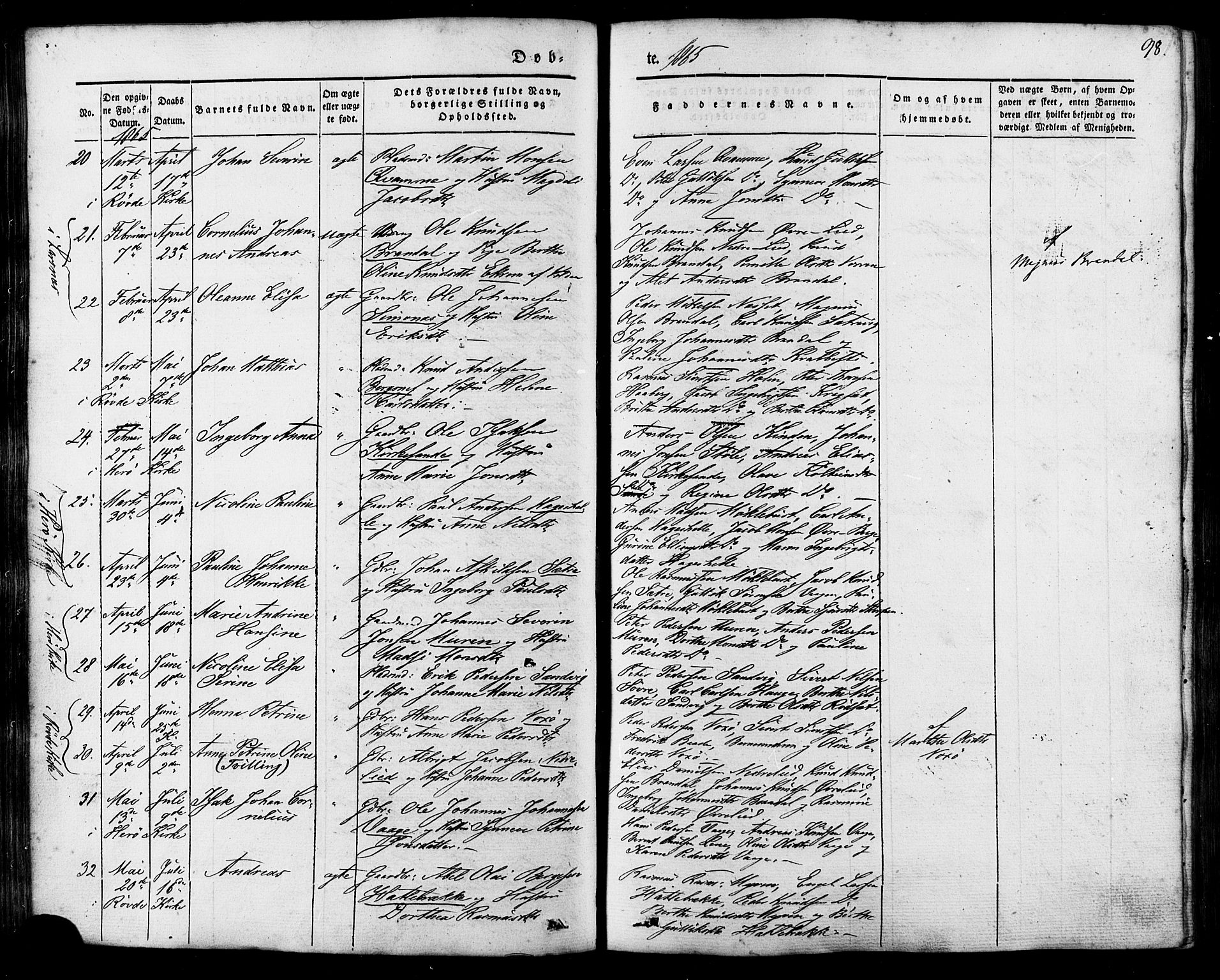 Ministerialprotokoller, klokkerbøker og fødselsregistre - Møre og Romsdal, AV/SAT-A-1454/503/L0034: Parish register (official) no. 503A02, 1841-1884, p. 98