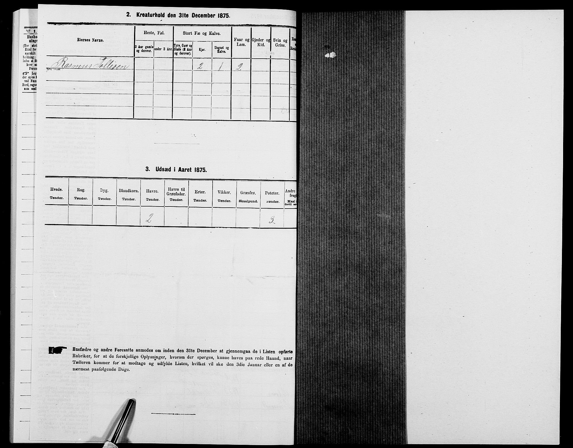 SAK, 1875 census for 1028P Nord-Audnedal, 1875, p. 249