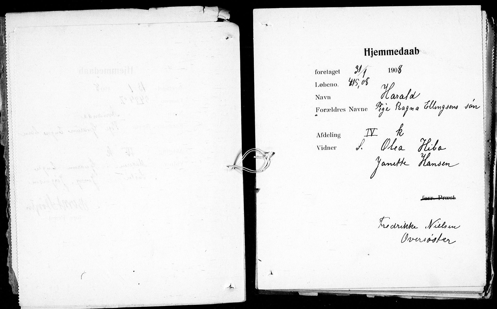 Ullevål sykehus prestekontor Kirkebøker, AV/SAO-A-10542a/K/Ka/L0002: Baptism register no. 2, 1907-1924