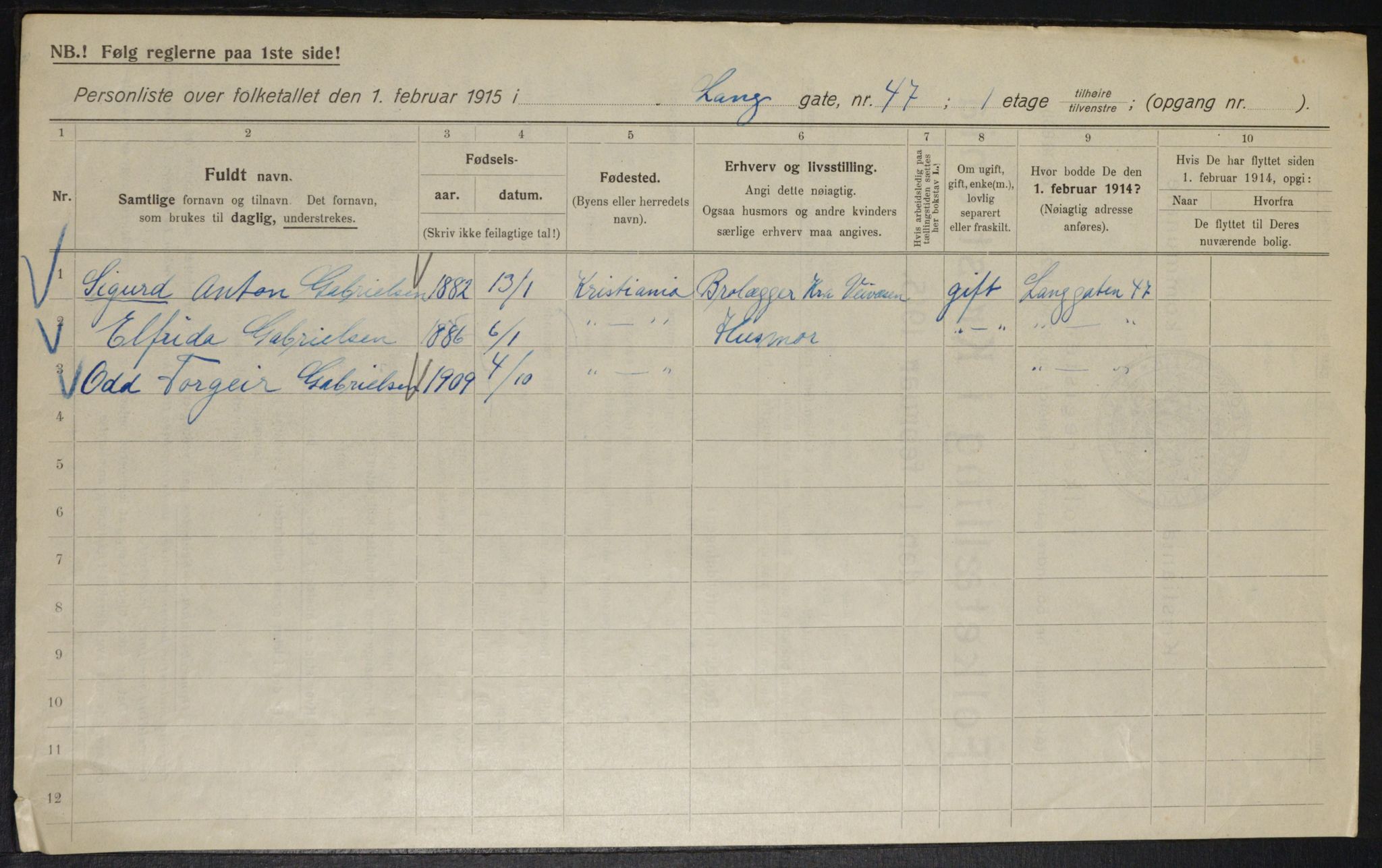 OBA, Municipal Census 1915 for Kristiania, 1915, p. 56421