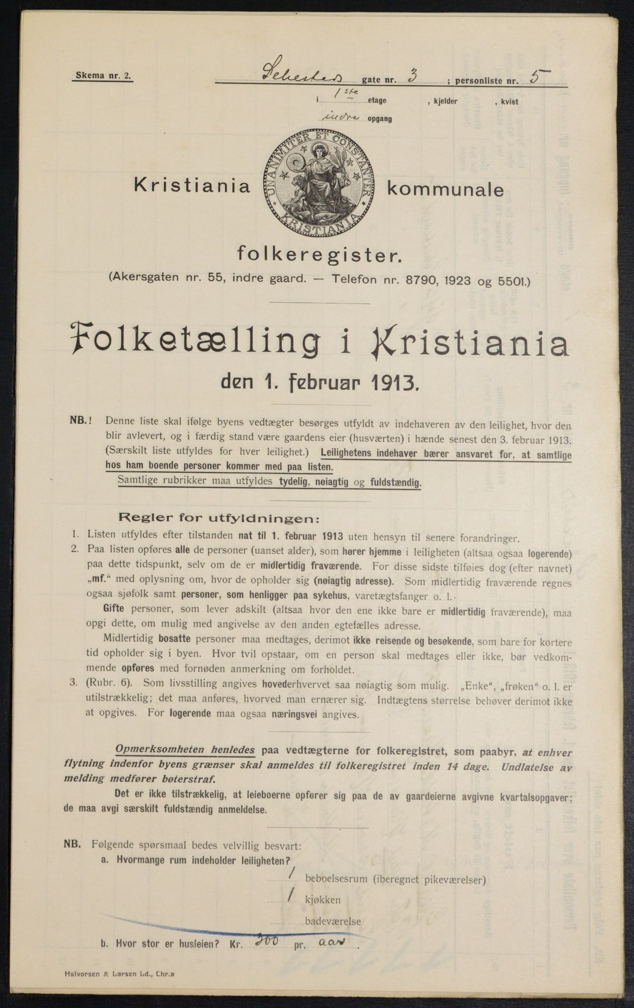 OBA, Municipal Census 1913 for Kristiania, 1913, p. 93748