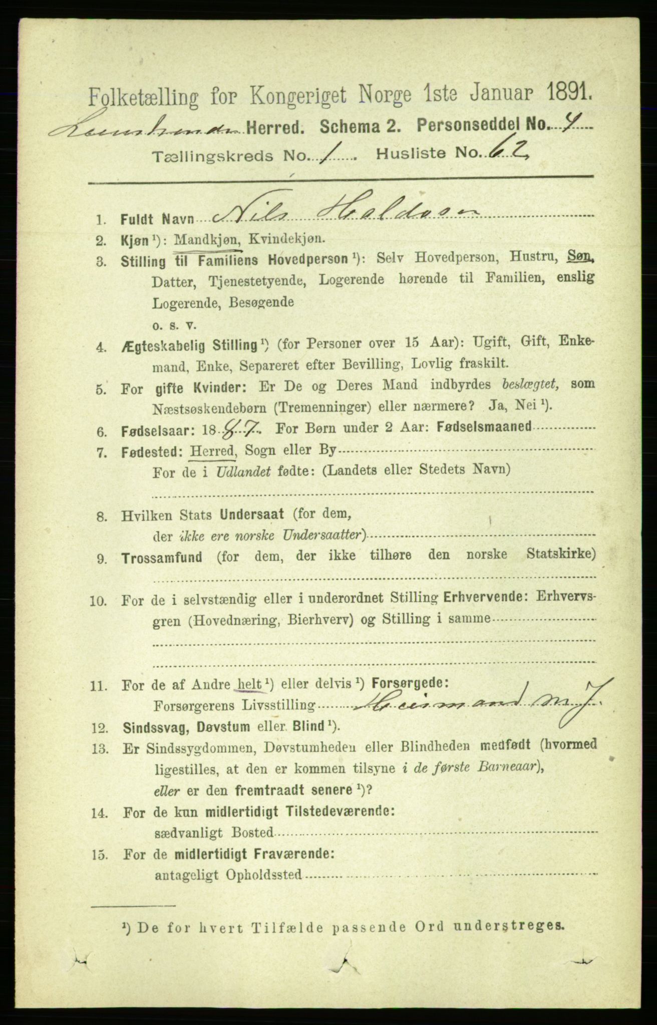 RA, 1891 census for 1654 Leinstrand, 1891, p. 414