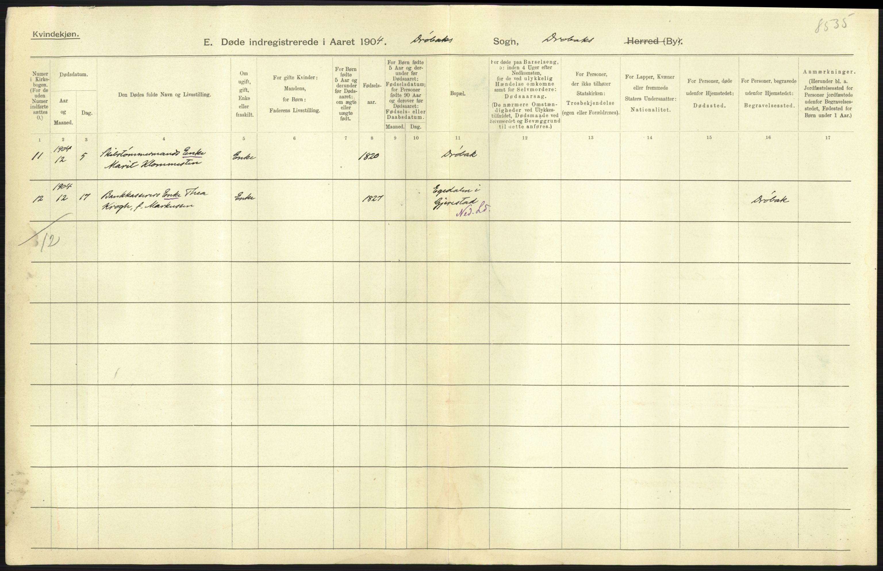 Statistisk sentralbyrå, Sosiodemografiske emner, Befolkning, AV/RA-S-2228/D/Df/Dfa/Dfab/L0002: Akershus amt: Fødte, gifte, døde, 1904, p. 803