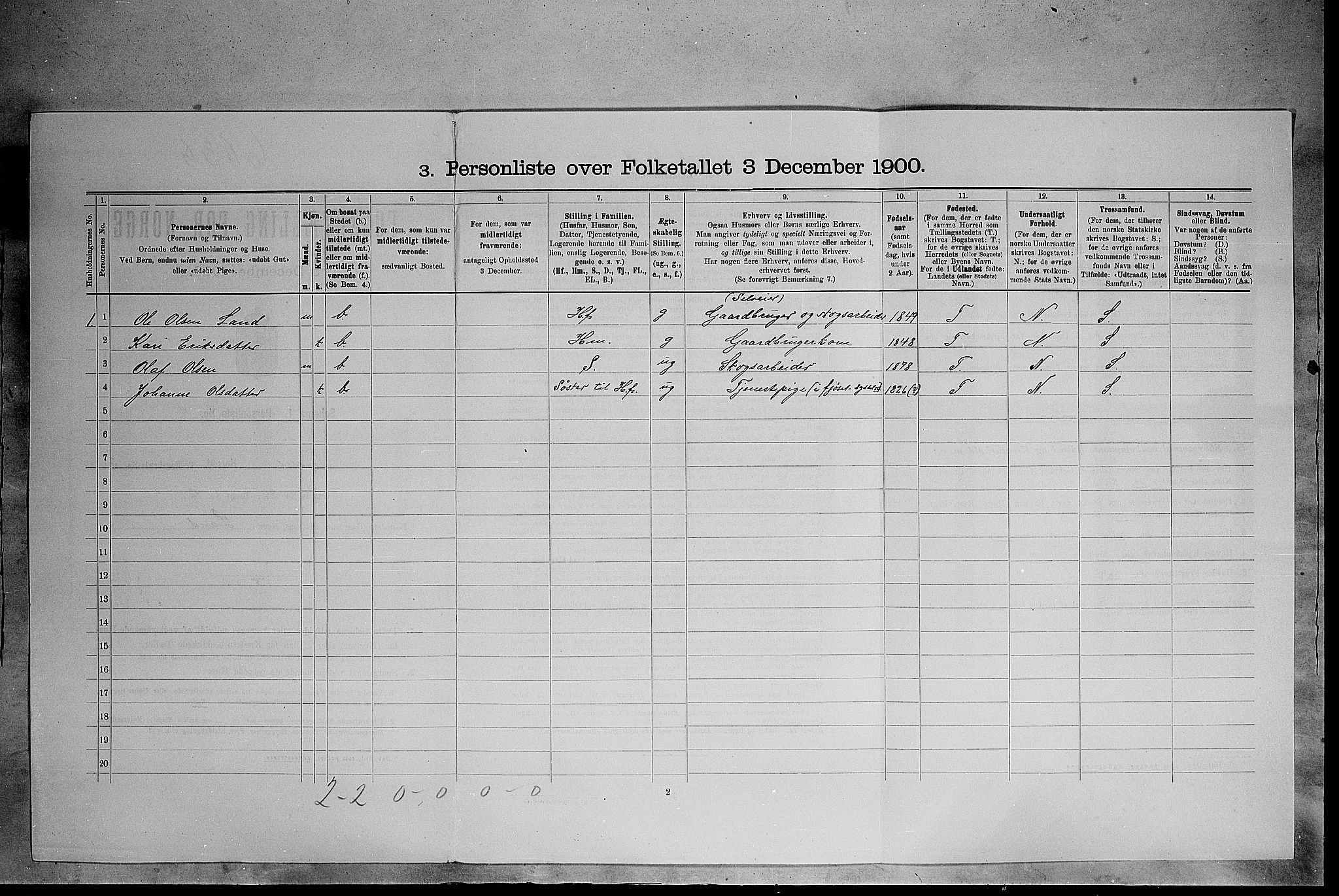 SAH, 1900 census for Trysil, 1900, p. 329