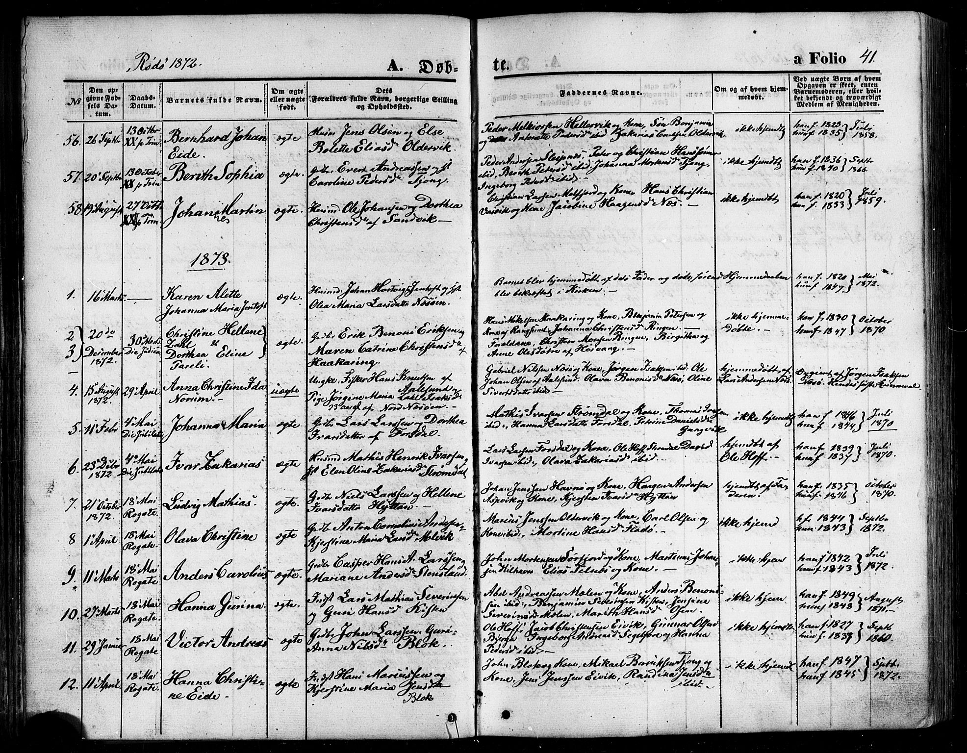 Ministerialprotokoller, klokkerbøker og fødselsregistre - Nordland, SAT/A-1459/841/L0606: Parish register (official) no. 841A10, 1860-1877, p. 41