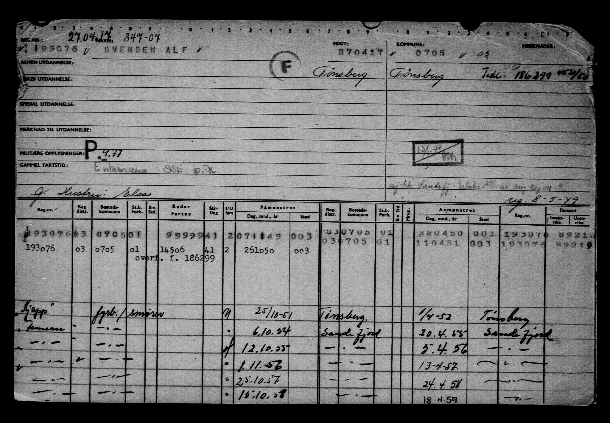 Direktoratet for sjømenn, AV/RA-S-3545/G/Gb/L0148: Hovedkort, 1917, p. 168