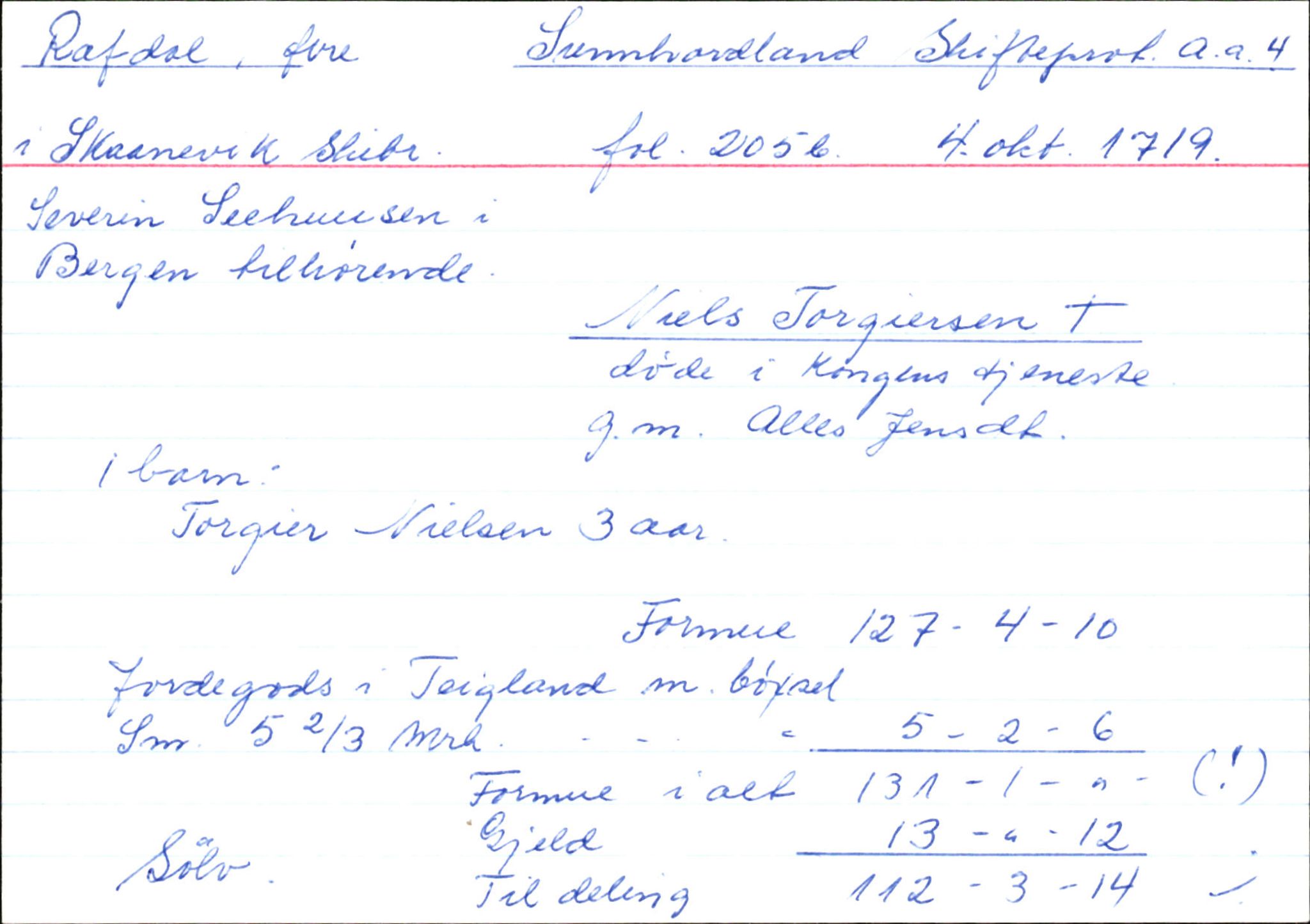 Skiftekort ved Statsarkivet i Bergen, SAB/SKIFTEKORT/004/L0003: Skifteprotokoll nr. 4, 1717-1722, p. 401