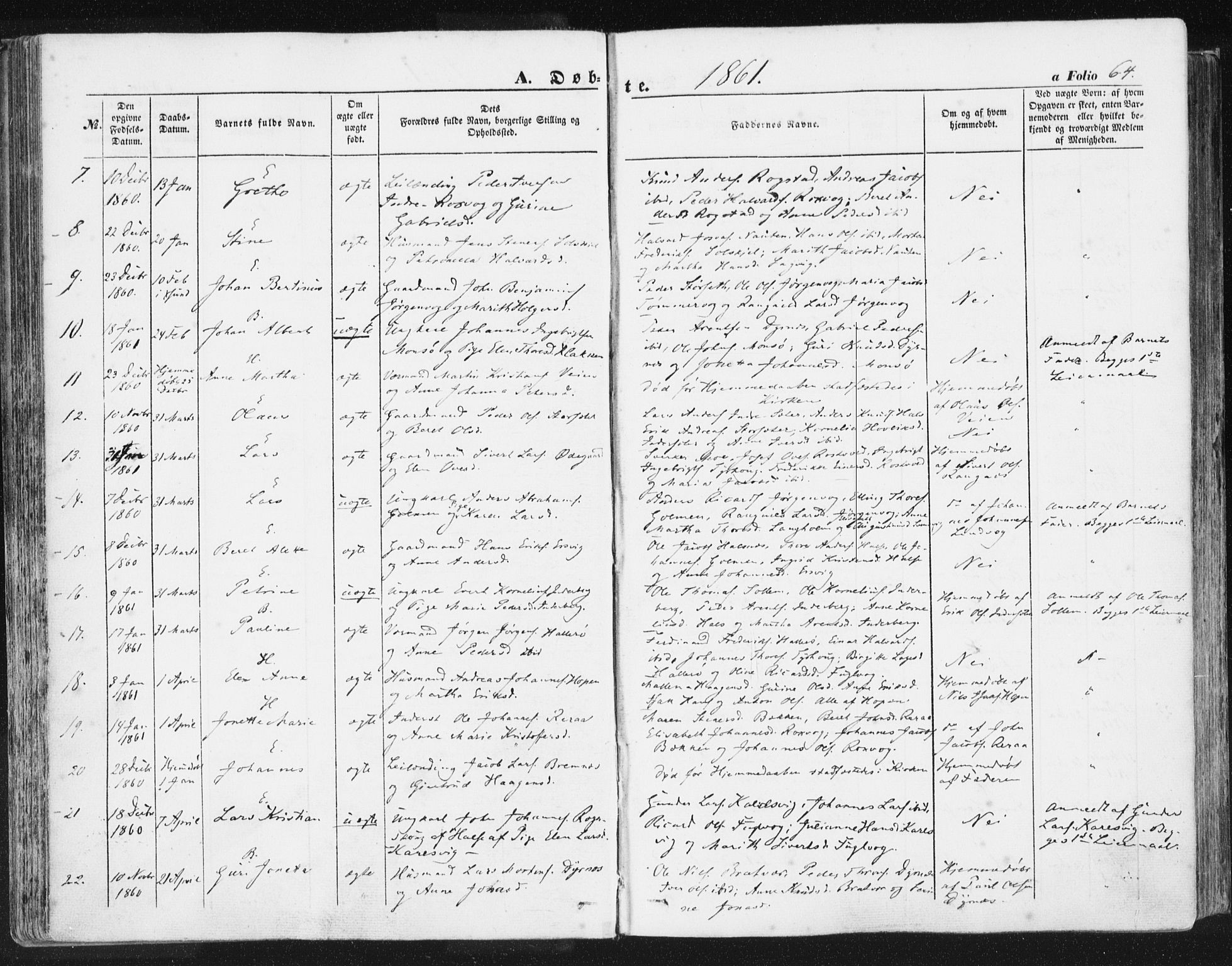 Ministerialprotokoller, klokkerbøker og fødselsregistre - Møre og Romsdal, AV/SAT-A-1454/581/L0937: Parish register (official) no. 581A05, 1853-1872, p. 64