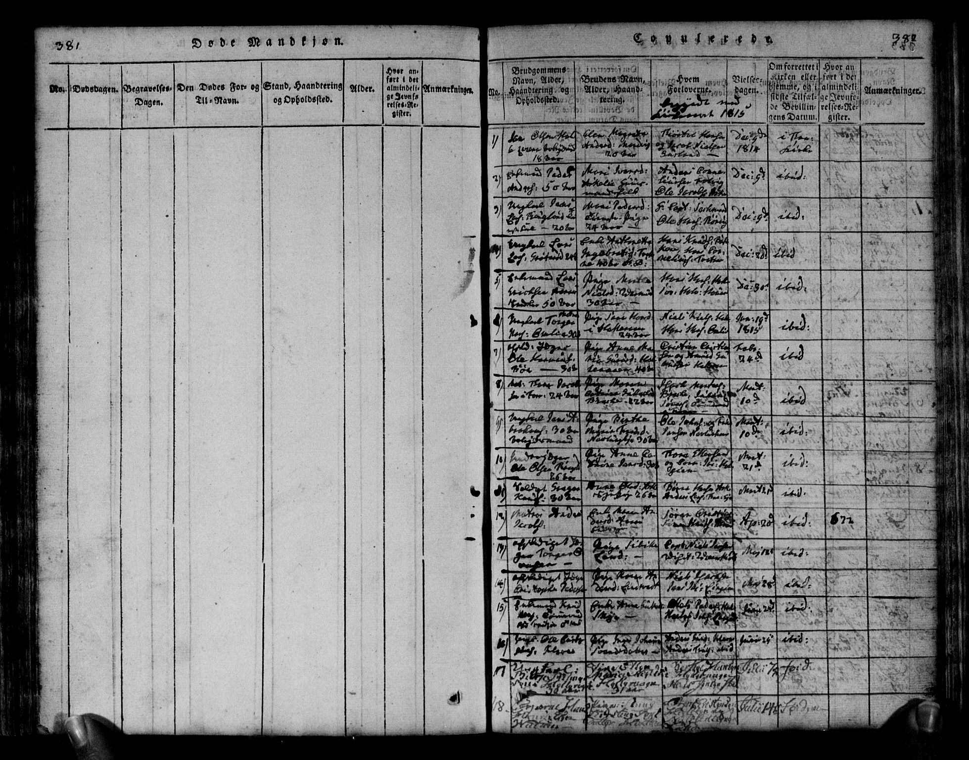 Brunlanes kirkebøker, SAKO/A-342/G/Ga/L0001: Parish register (copy) no. I 1, 1814-1834, p. 381-382