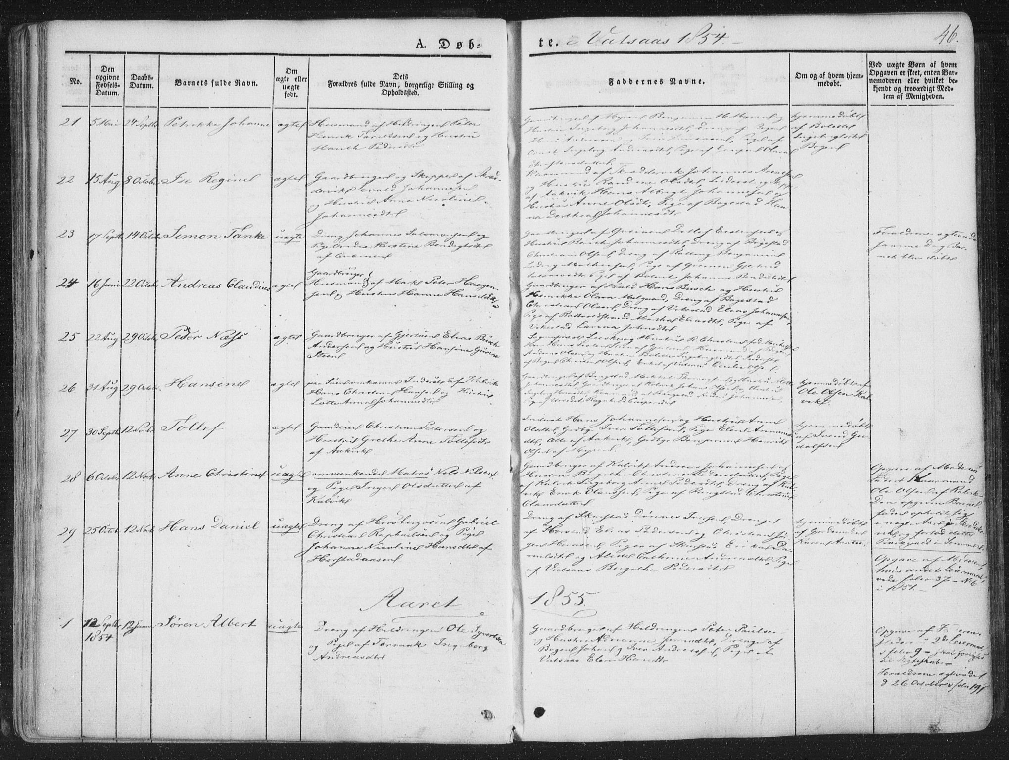 Ministerialprotokoller, klokkerbøker og fødselsregistre - Nordland, SAT/A-1459/810/L0144: Parish register (official) no. 810A07 /1, 1841-1862, p. 46
