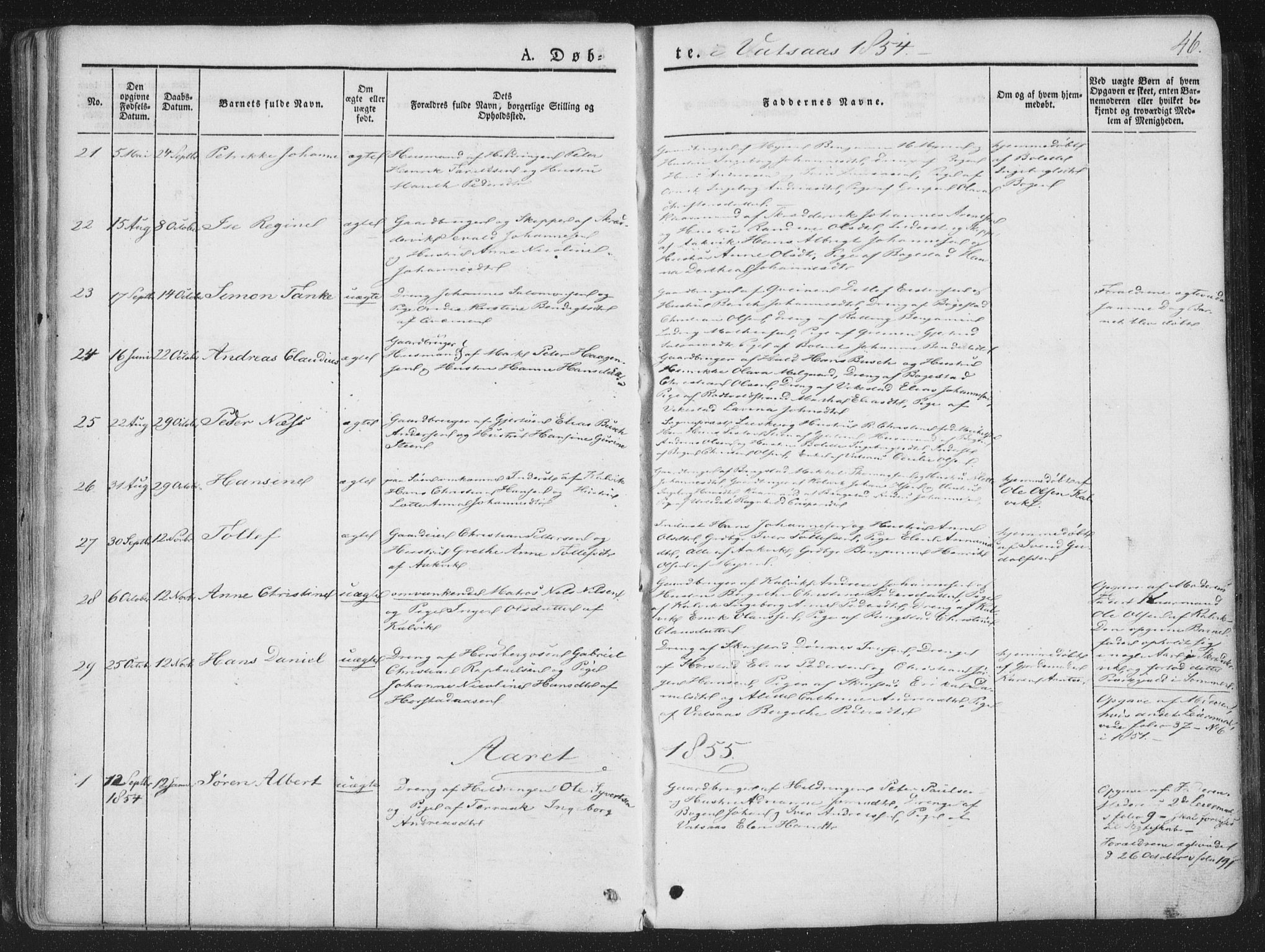 Ministerialprotokoller, klokkerbøker og fødselsregistre - Nordland, AV/SAT-A-1459/810/L0144: Parish register (official) no. 810A07 /1, 1841-1862, p. 46