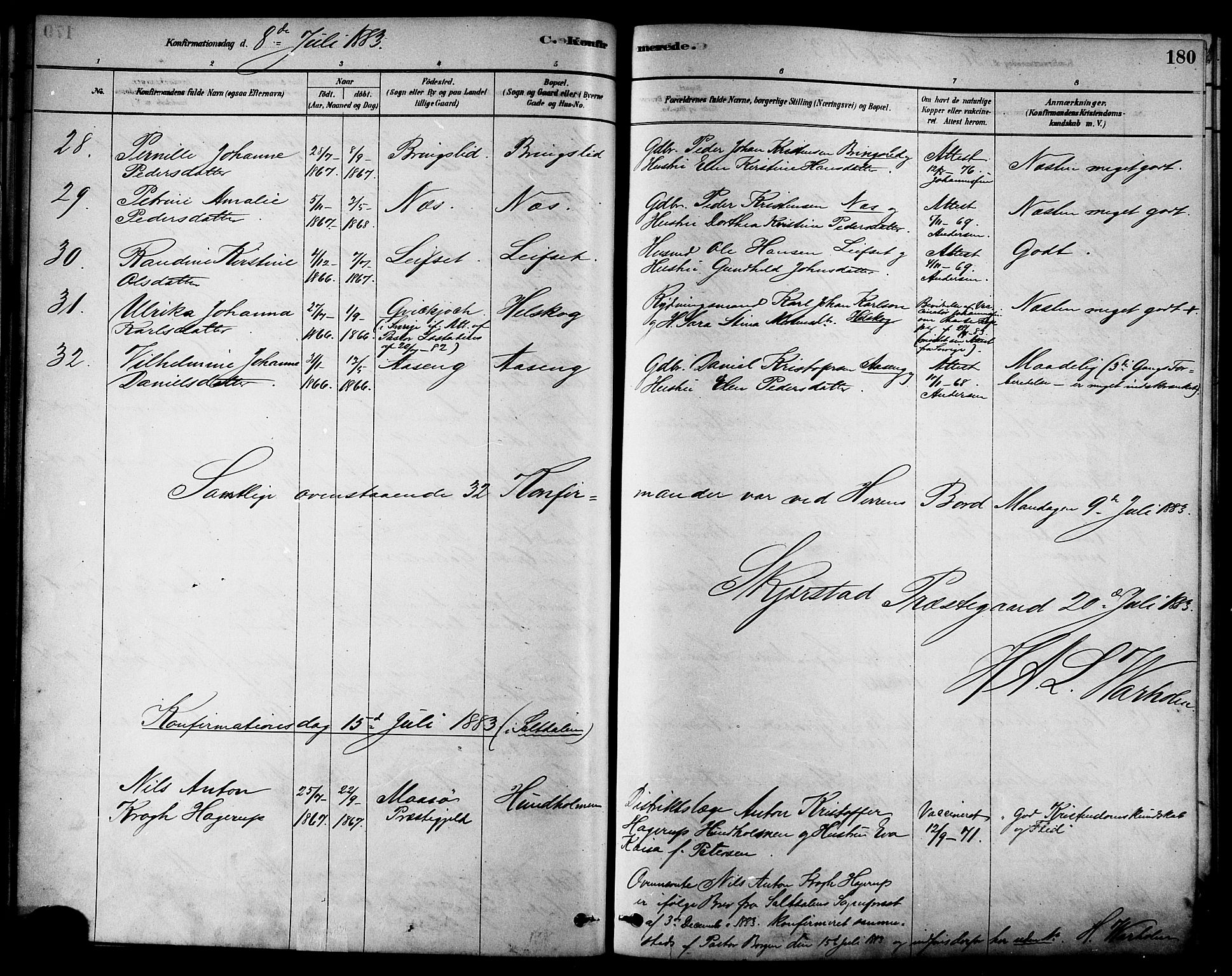 Ministerialprotokoller, klokkerbøker og fødselsregistre - Nordland, AV/SAT-A-1459/852/L0740: Parish register (official) no. 852A10, 1878-1894, p. 180