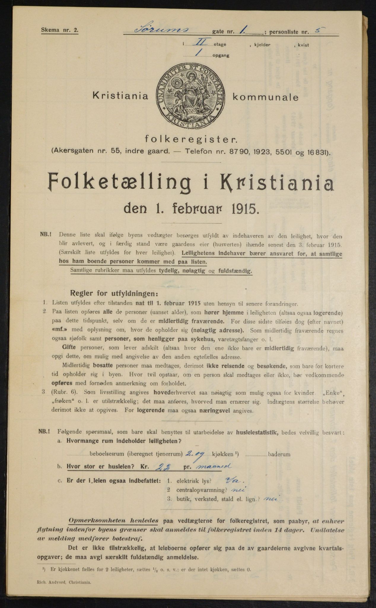 OBA, Municipal Census 1915 for Kristiania, 1915, p. 107176