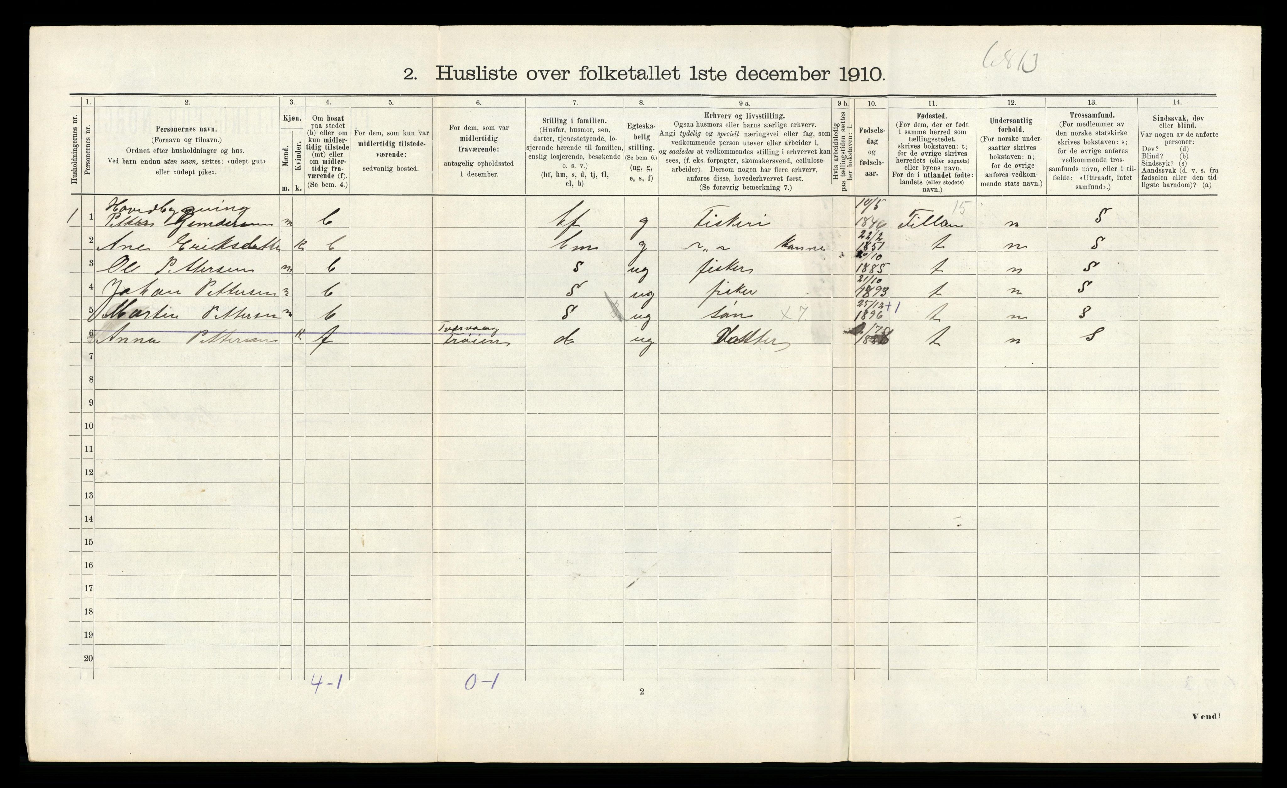 RA, 1910 census for Hitra, 1910, p. 724