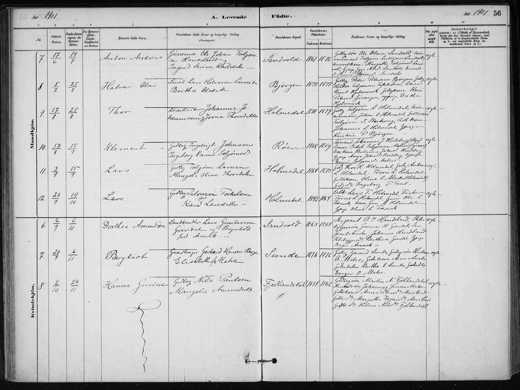 Skånevik sokneprestembete, SAB/A-77801/H/Haa: Parish register (official) no. C  1, 1879-1917, p. 56