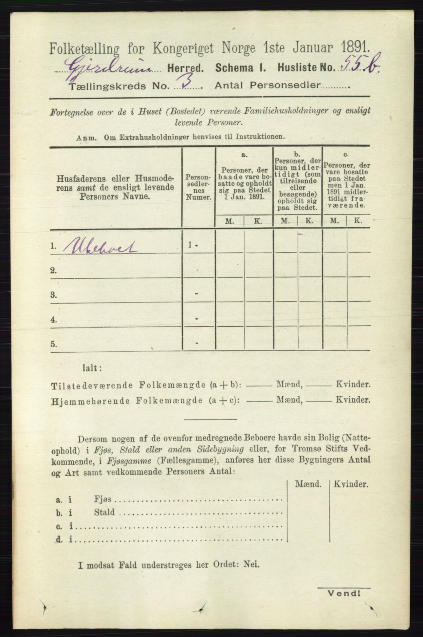 RA, 1891 census for 0234 Gjerdrum, 1891, p. 1215