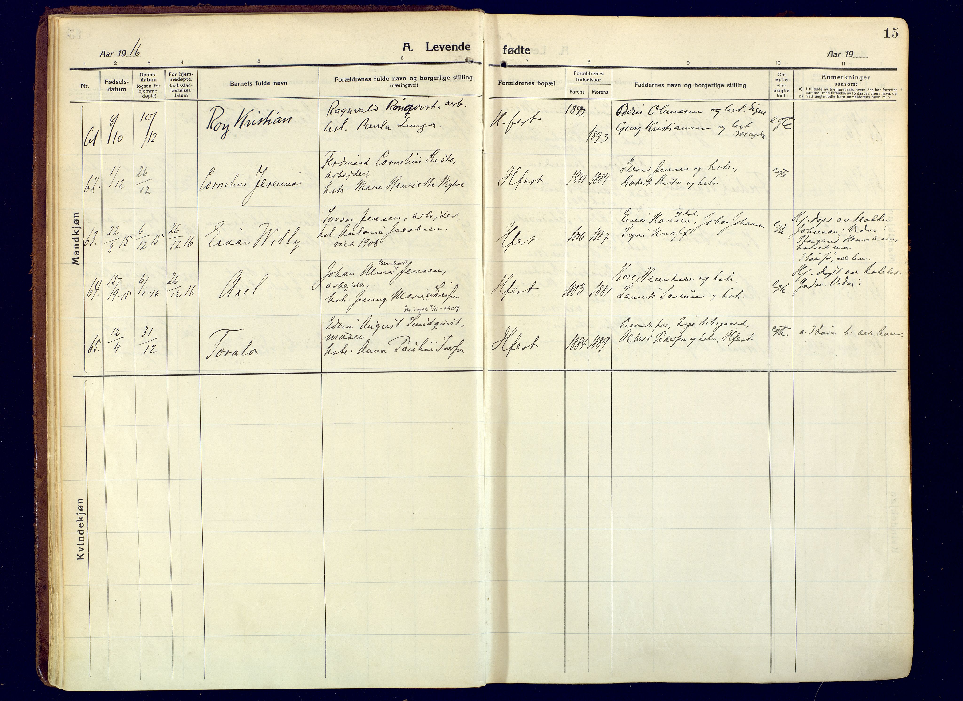 Hammerfest sokneprestkontor, AV/SATØ-S-1347/H/Ha/L0015.kirke: Parish register (official) no. 15, 1916-1923, p. 15