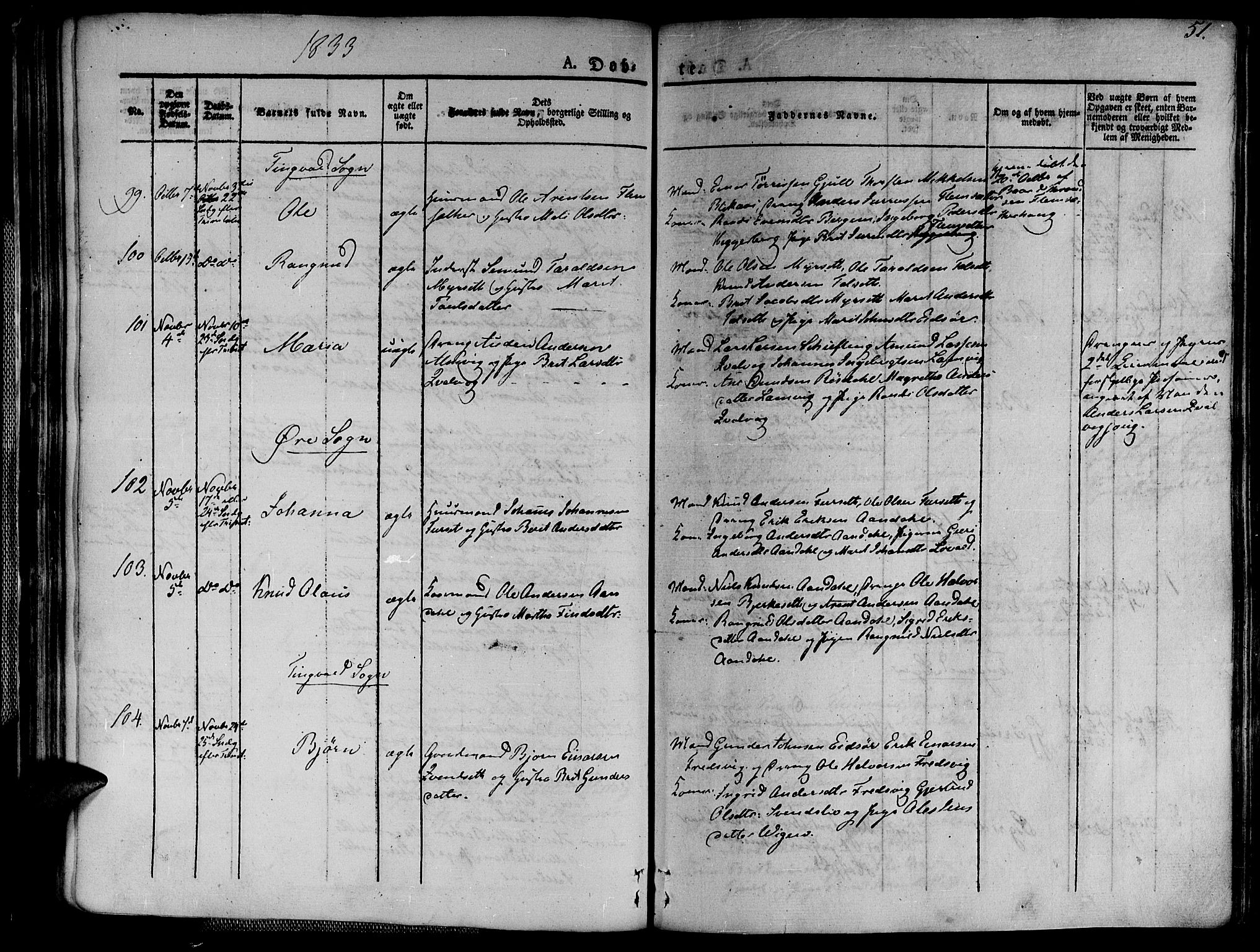 Ministerialprotokoller, klokkerbøker og fødselsregistre - Møre og Romsdal, AV/SAT-A-1454/586/L0983: Parish register (official) no. 586A09, 1829-1843, p. 51