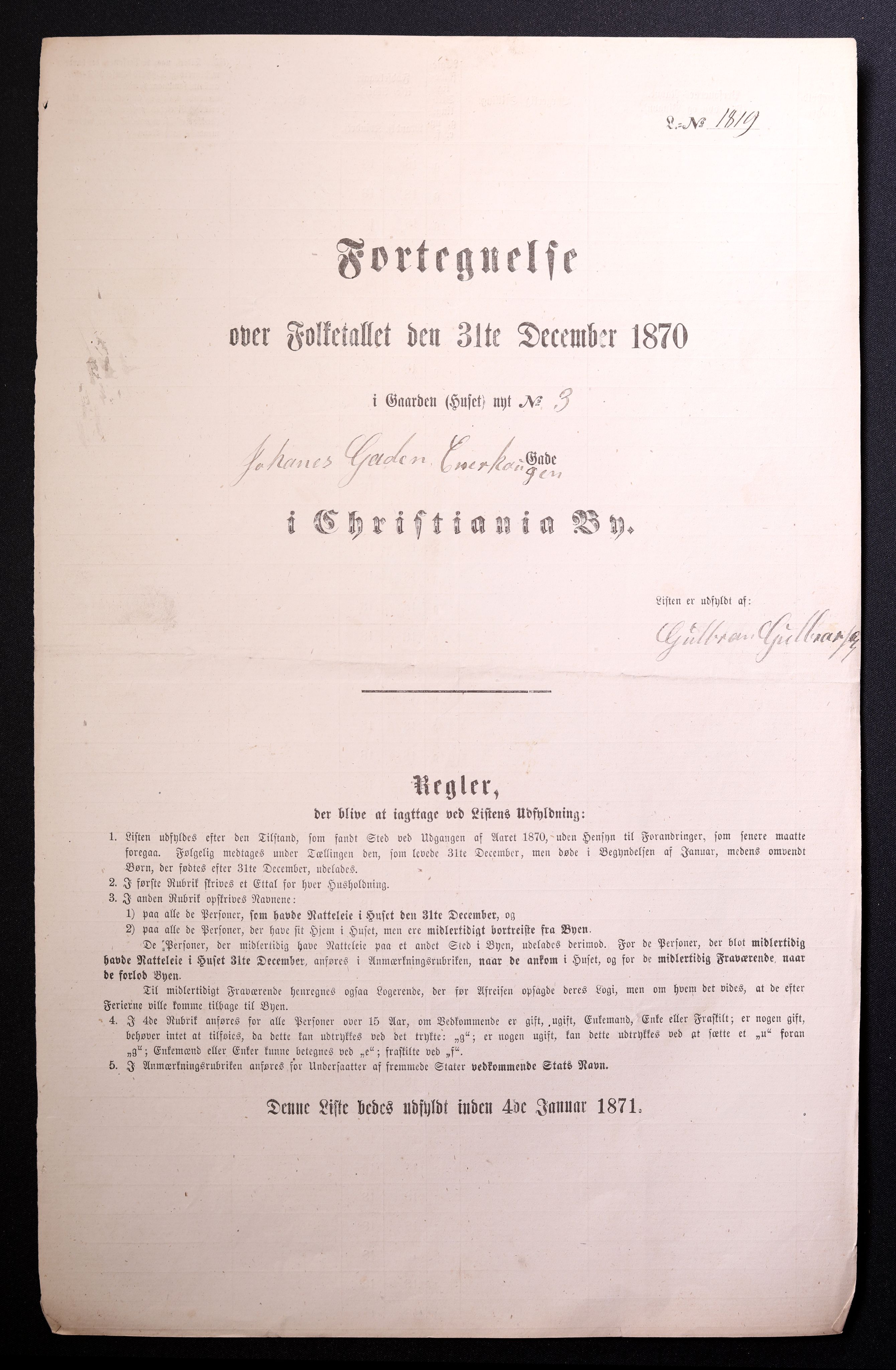 RA, 1870 census for 0301 Kristiania, 1870, p. 1375