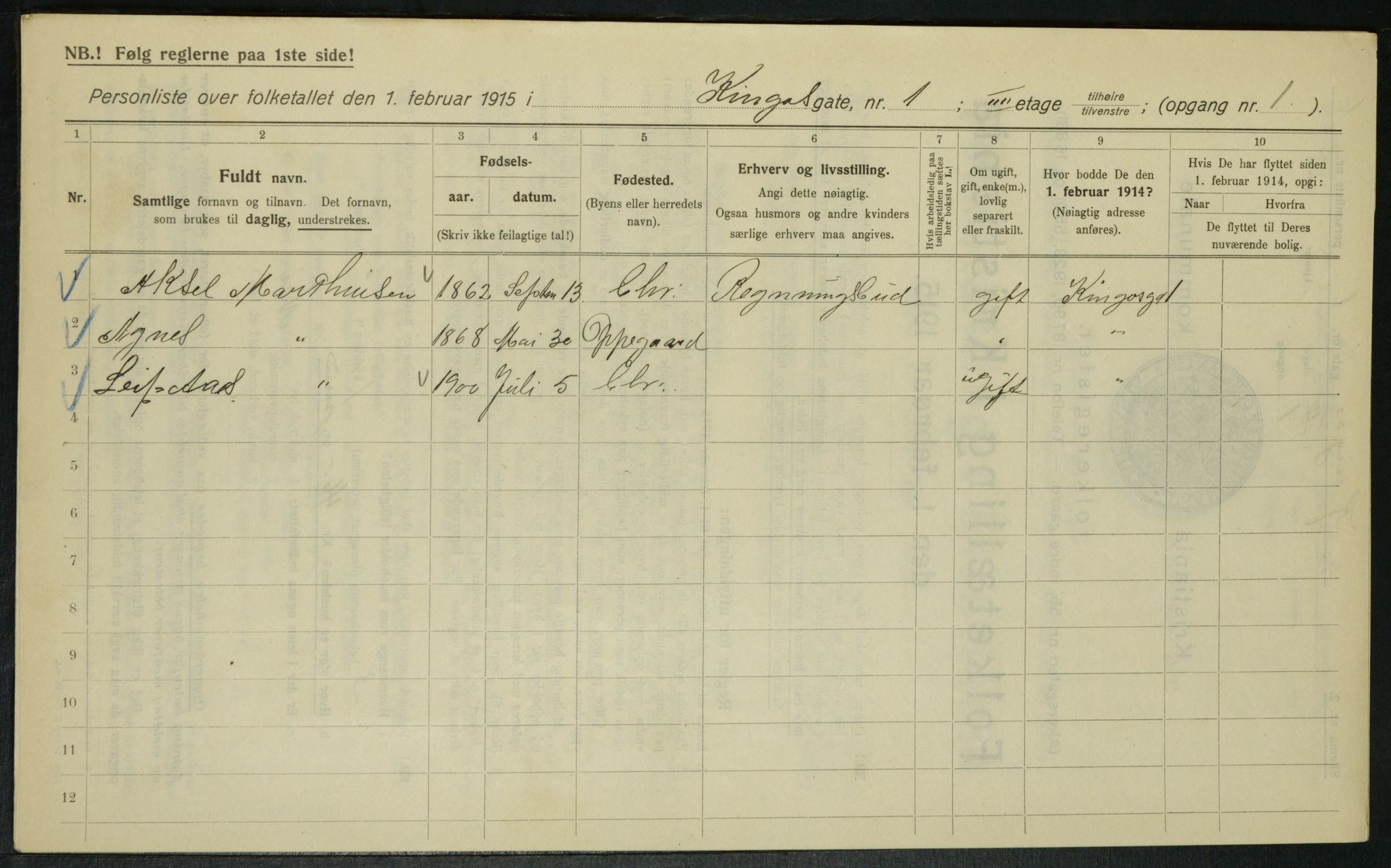 OBA, Municipal Census 1915 for Kristiania, 1915, p. 49089