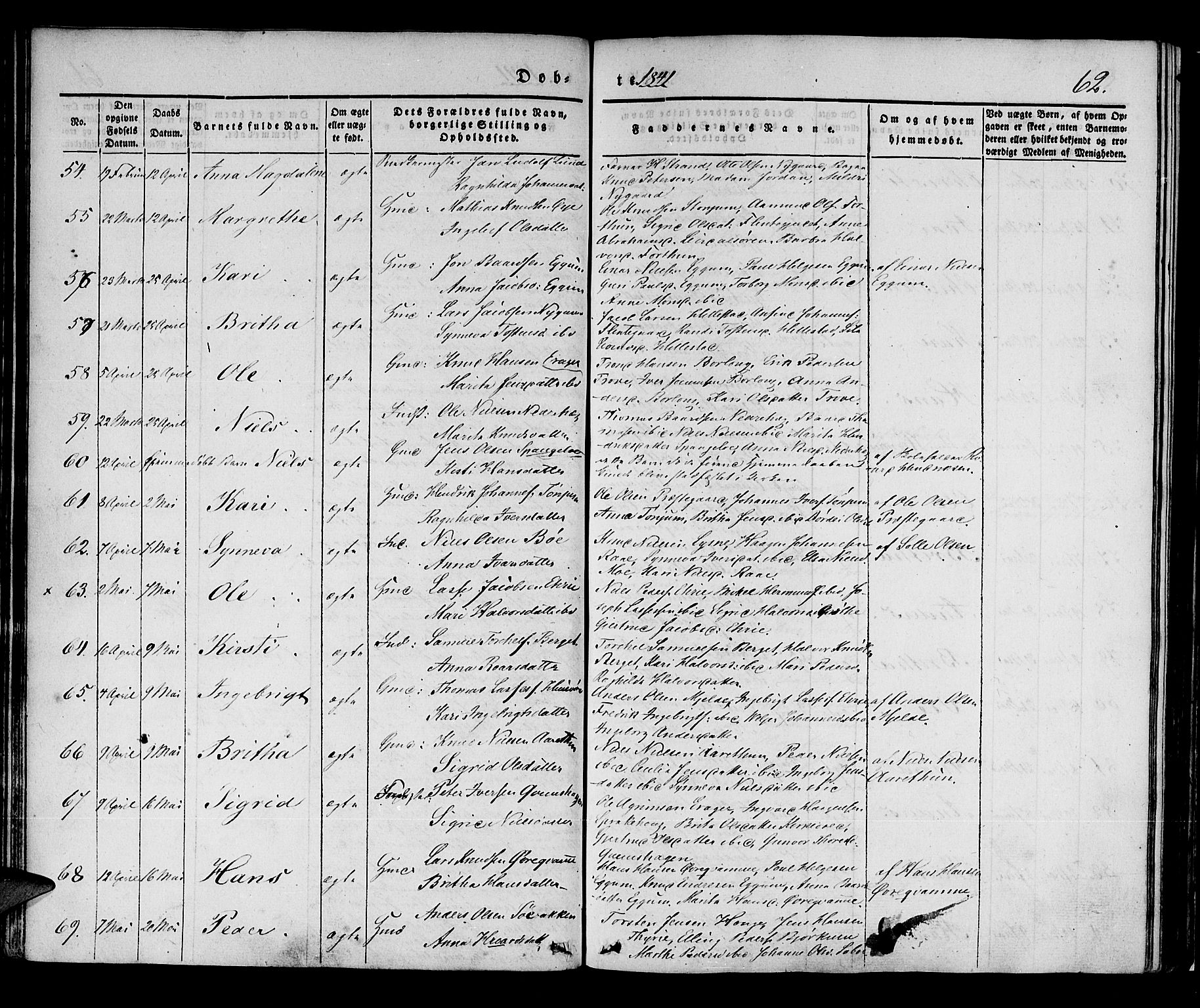 Lærdal sokneprestembete, AV/SAB-A-81201: Parish register (official) no. A 6, 1835-1849, p. 62