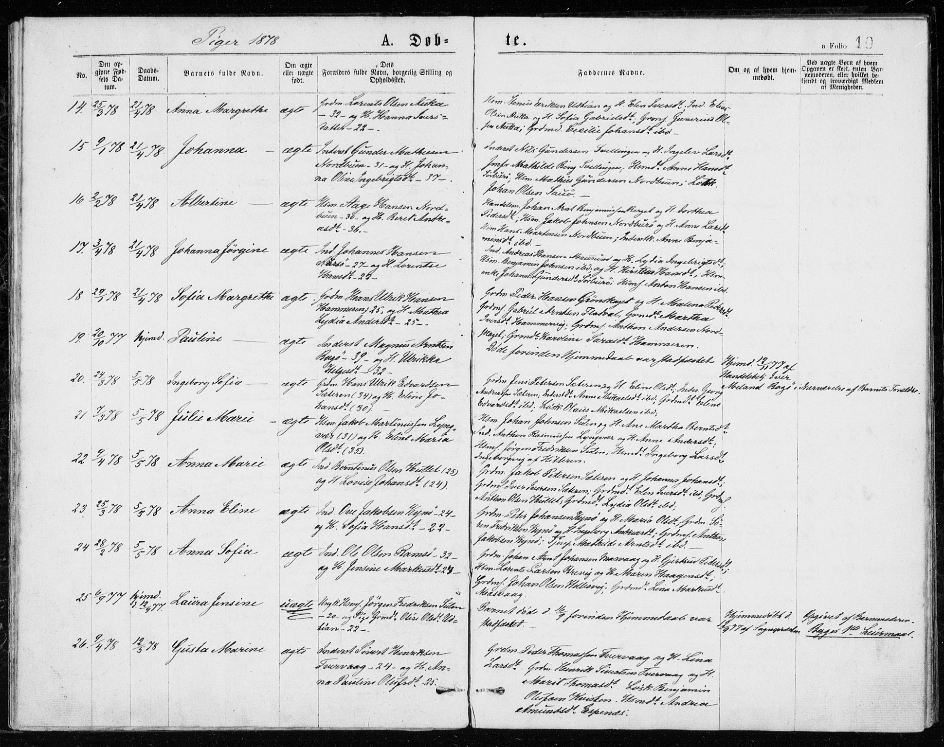 Ministerialprotokoller, klokkerbøker og fødselsregistre - Sør-Trøndelag, SAT/A-1456/640/L0577: Parish register (official) no. 640A02, 1877-1878, p. 10