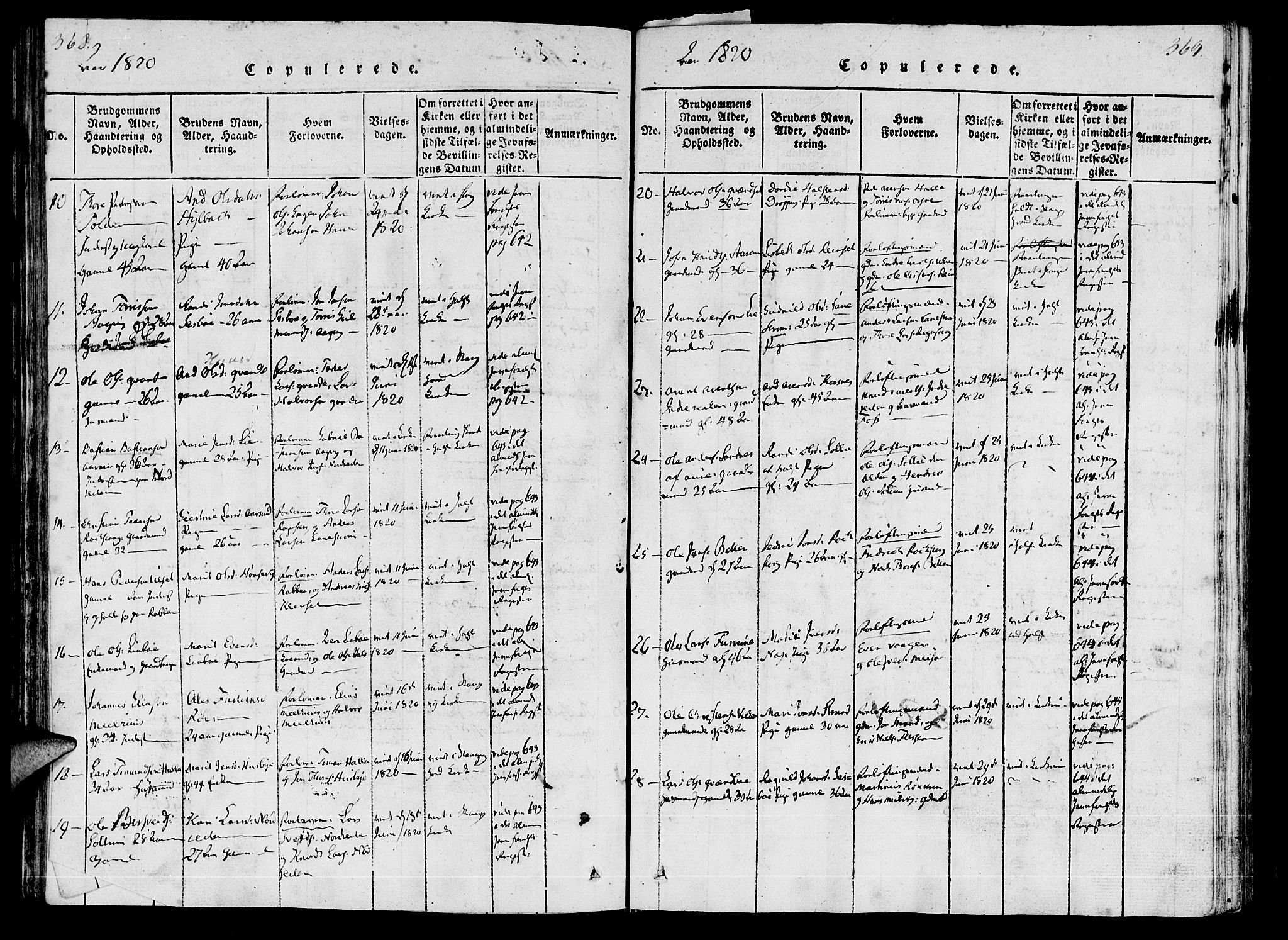 Ministerialprotokoller, klokkerbøker og fødselsregistre - Møre og Romsdal, AV/SAT-A-1454/592/L1023: Parish register (official) no. 592A02, 1820-1830, p. 368-369