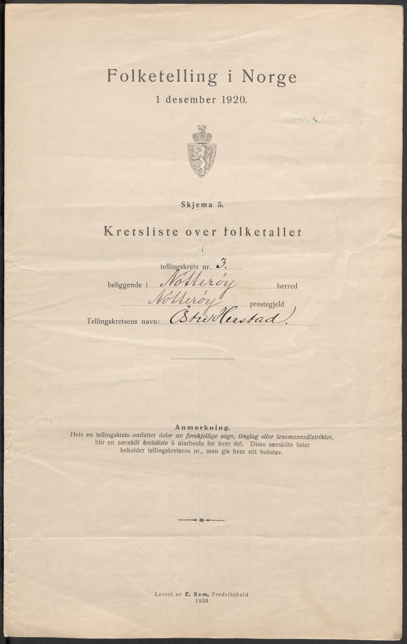 SAKO, 1920 census for Nøtterøy, 1920, p. 19