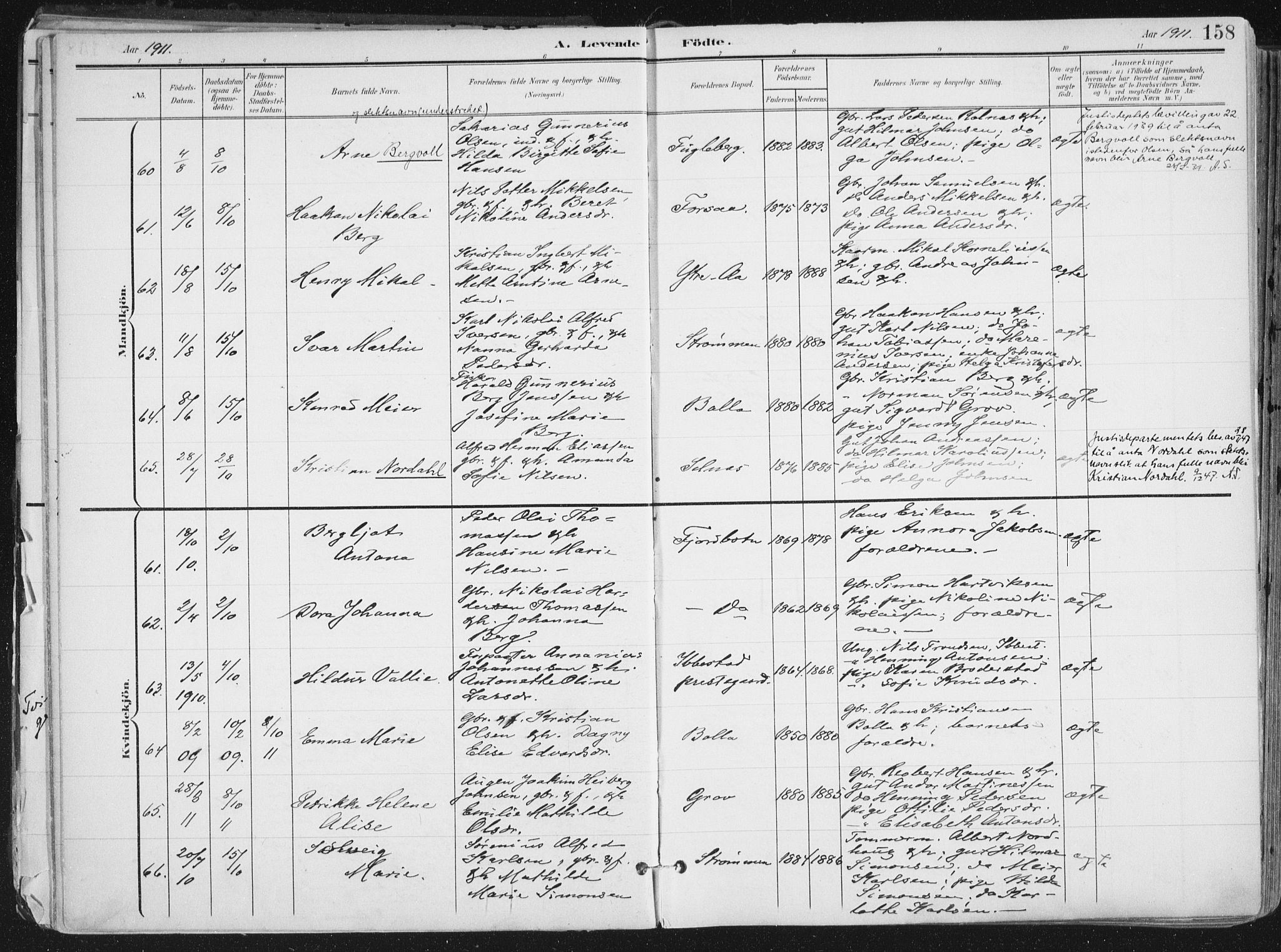 Ibestad sokneprestembete, SATØ/S-0077/H/Ha/Haa/L0017kirke: Parish register (official) no. 17, 1901-1914, p. 158
