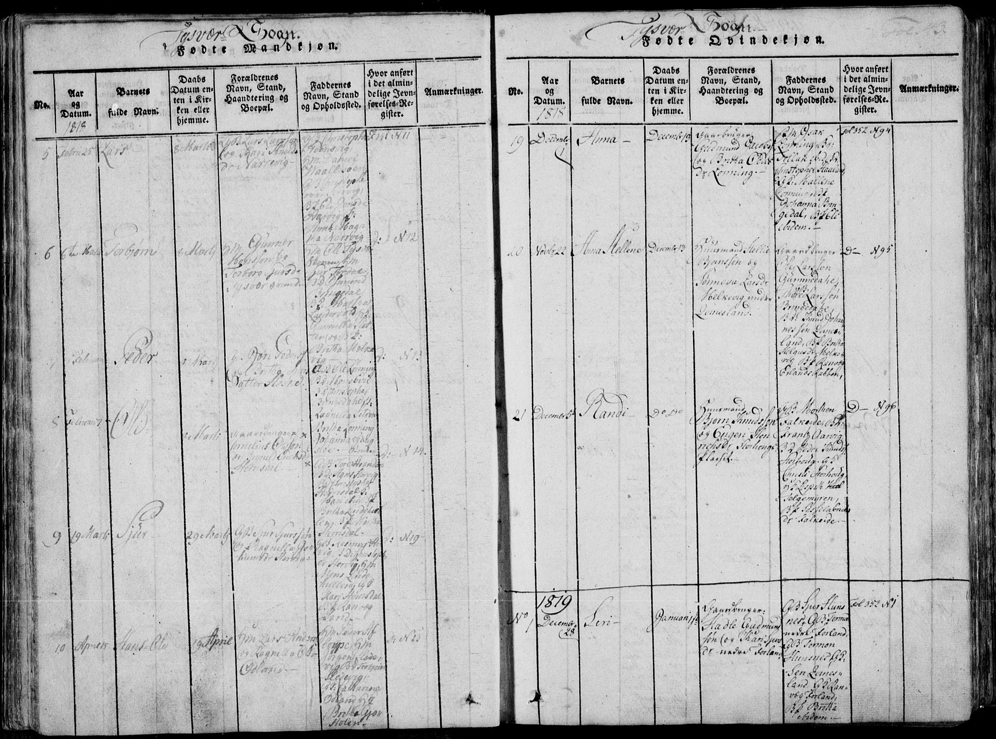 Skjold sokneprestkontor, SAST/A-101847/H/Ha/Haa/L0004: Parish register (official) no. A 4 /1, 1815-1830, p. 43